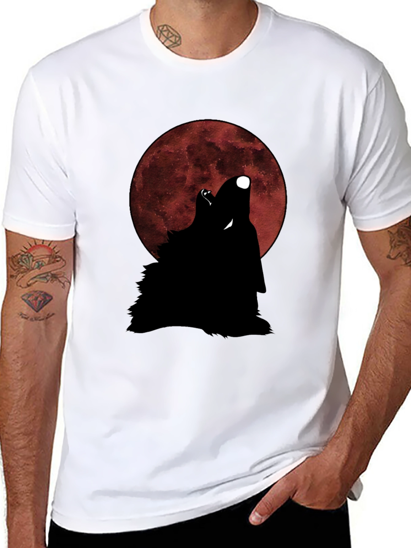 Wolf Howling at Moon Graphic T-Shirt