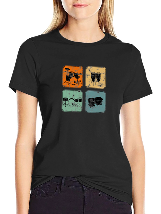 Vintage Drum Kit T-Shirt Music Lover Tee