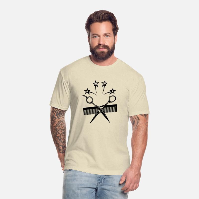 Logo hairdresser, scissors with comb and four star