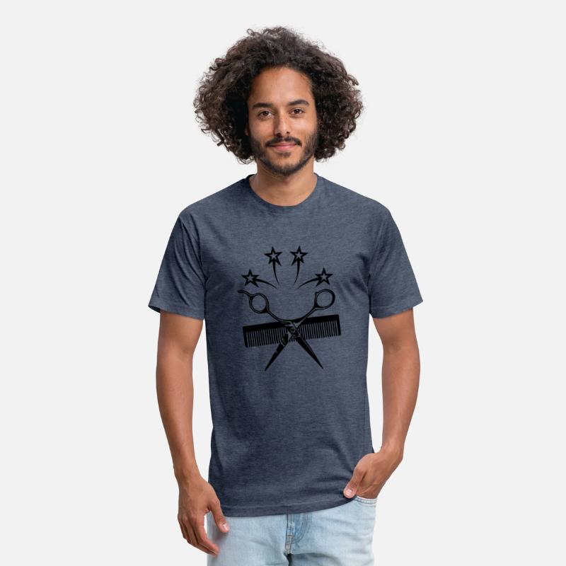 Logo hairdresser, scissors with comb and four star