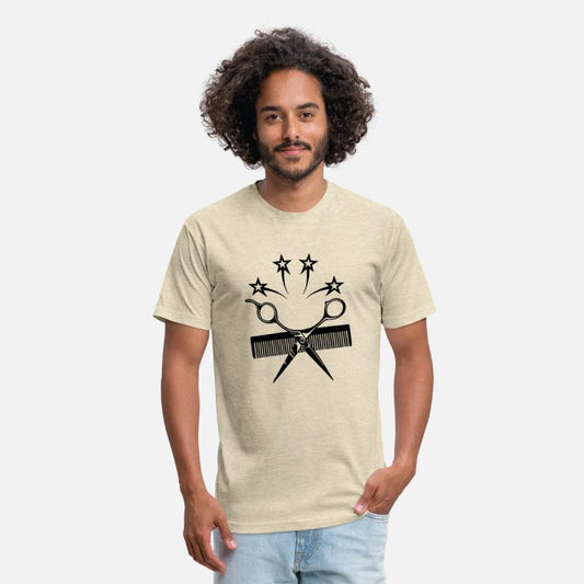 Logo hairdresser, scissors with comb and four star