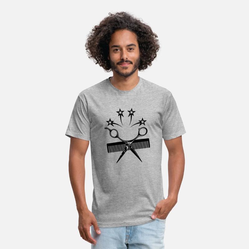 Logo hairdresser, scissors with comb and four star
