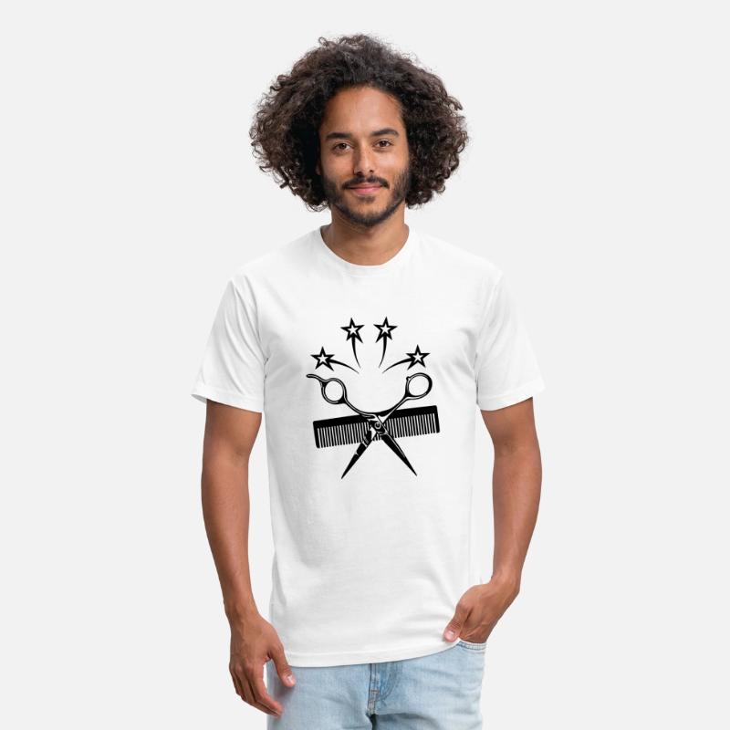 Logo hairdresser, scissors with comb and four star