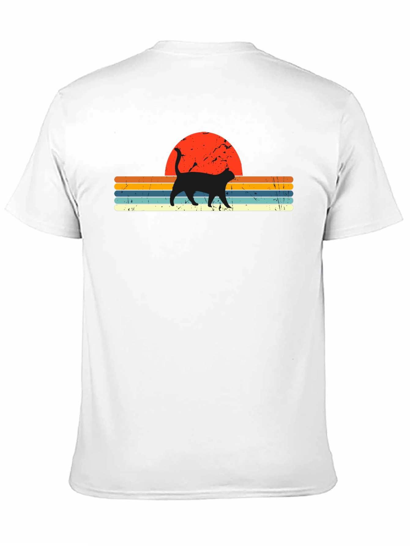 Retro Sunset Cat Graphic T-Shirt