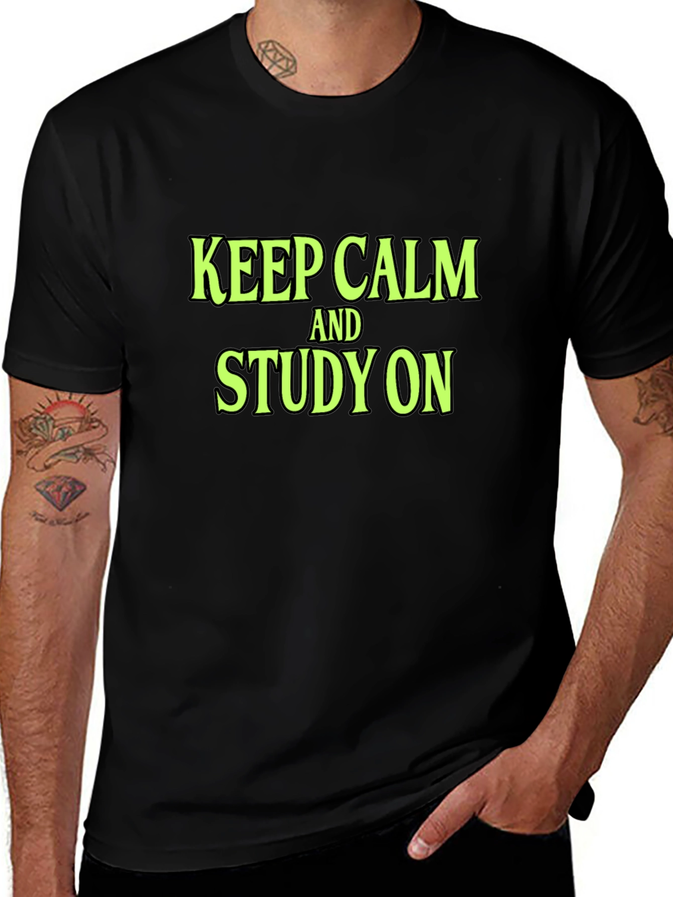 Keep Calm and Study On Black T-Shirt