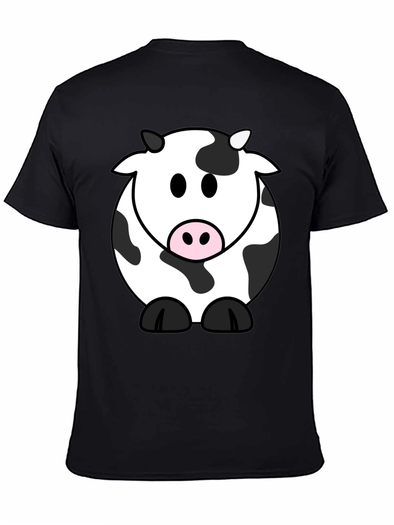 Cartoon Cow Graphic Tee - Black