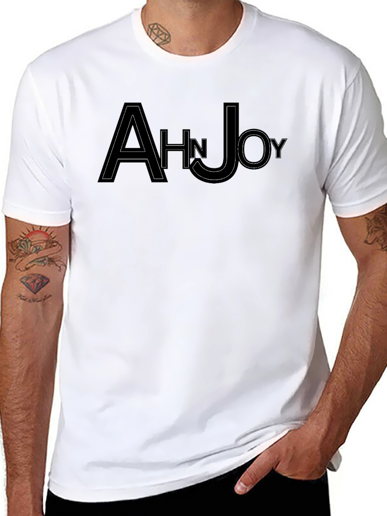 AhnJoy Black Graphic Tee