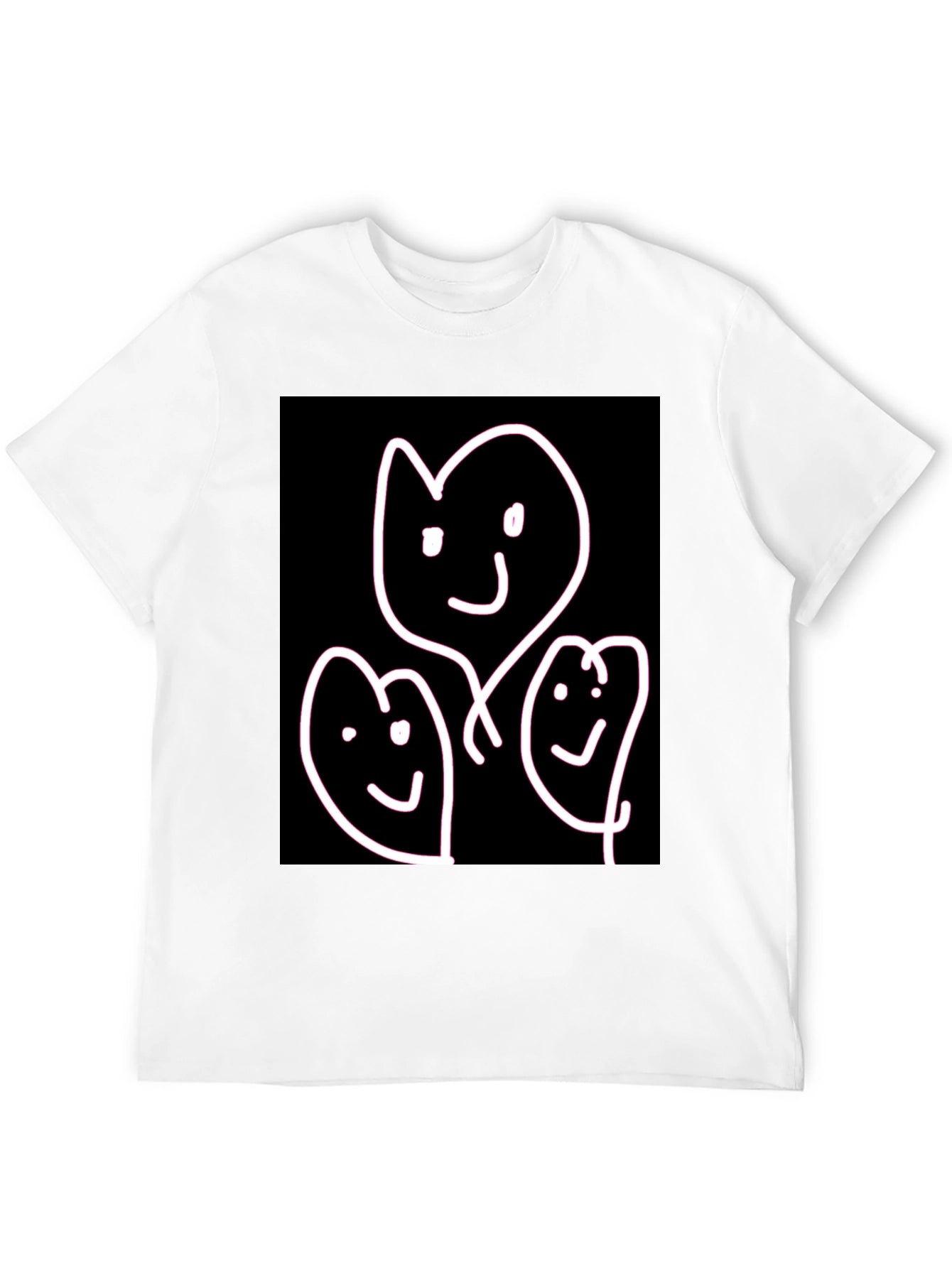 Whimsical Family T-Shirt - Heart Faces on Black