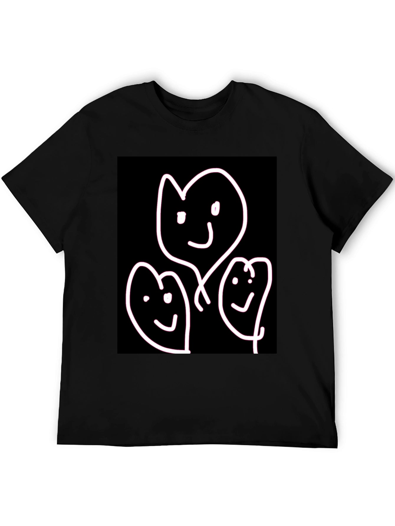 Whimsical Family T-Shirt - Heart Faces on Black