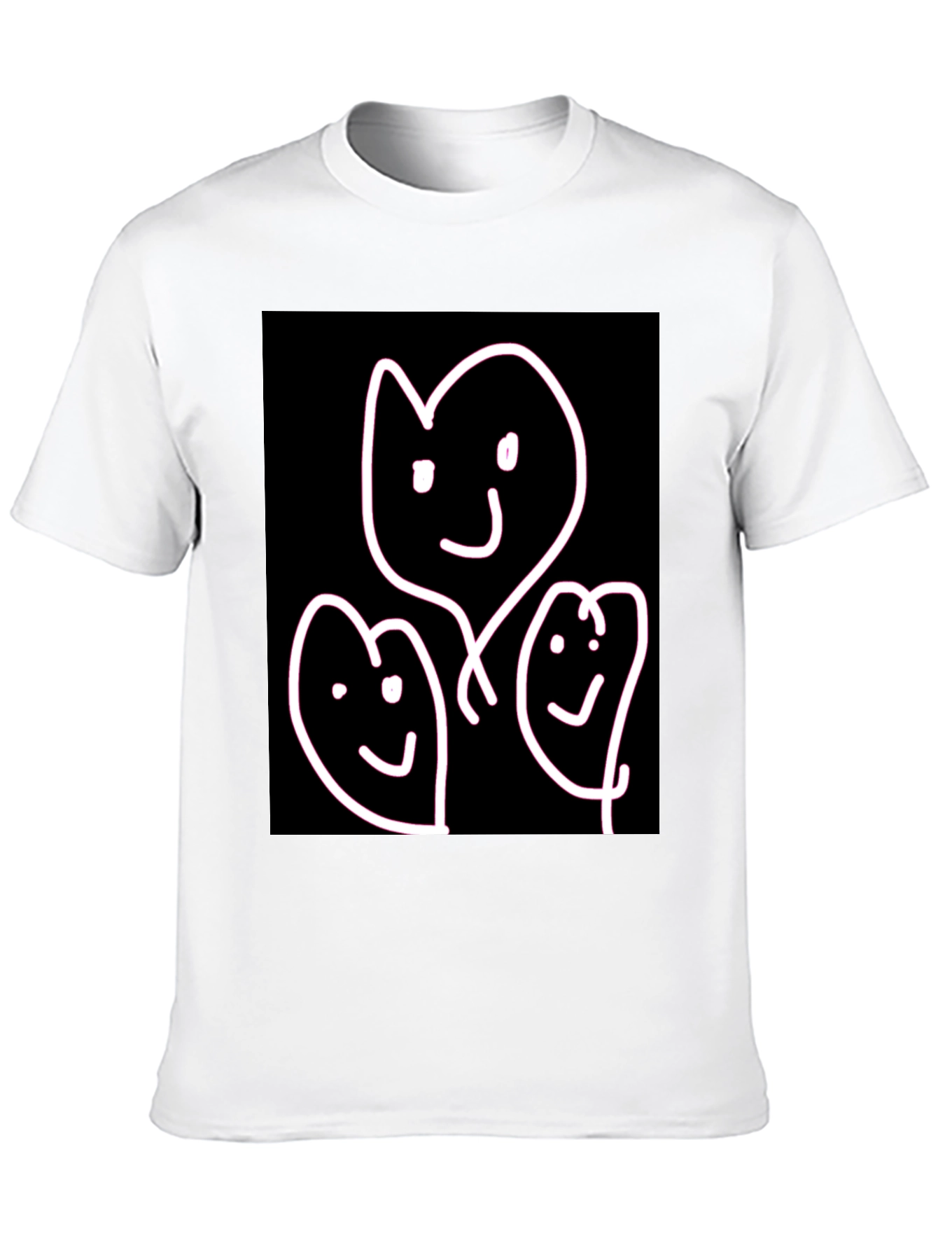 Whimsical Family T-Shirt - Heart Faces on Black