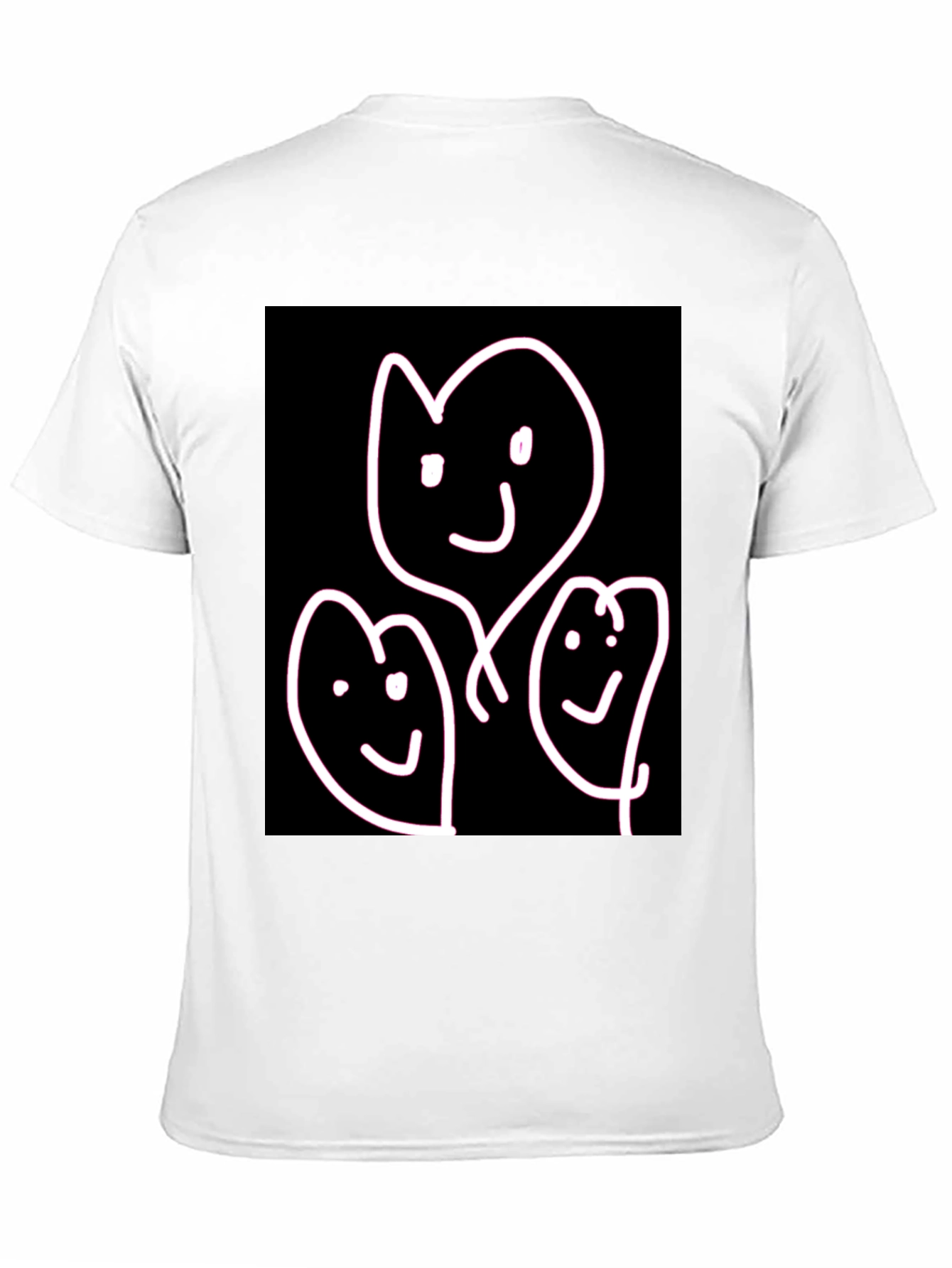 Whimsical Family T-Shirt - Heart Faces on Black