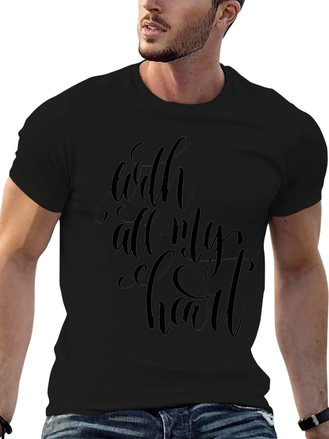 With All My Heart Black Graphic Tee