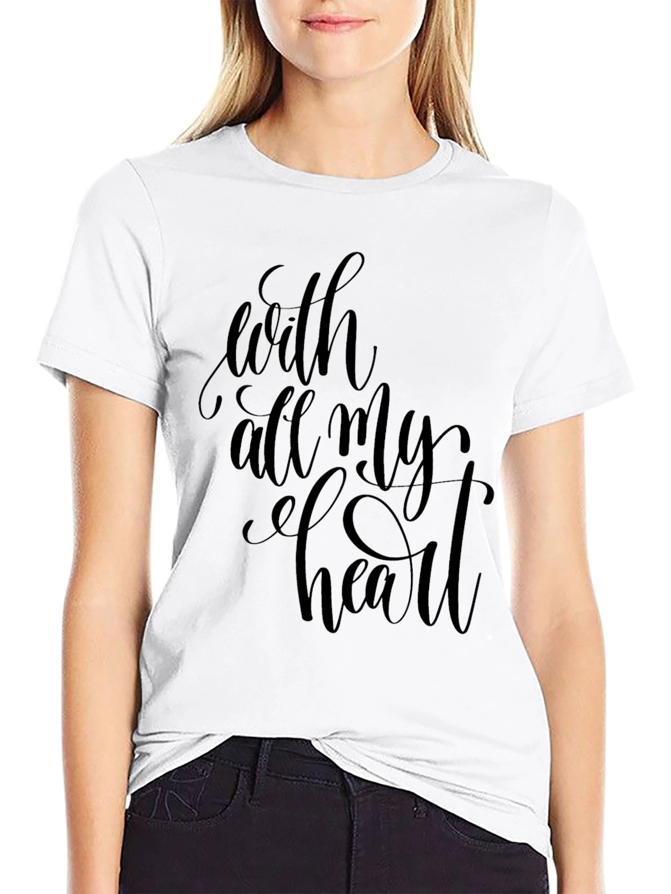 With All My Heart Black Graphic Tee