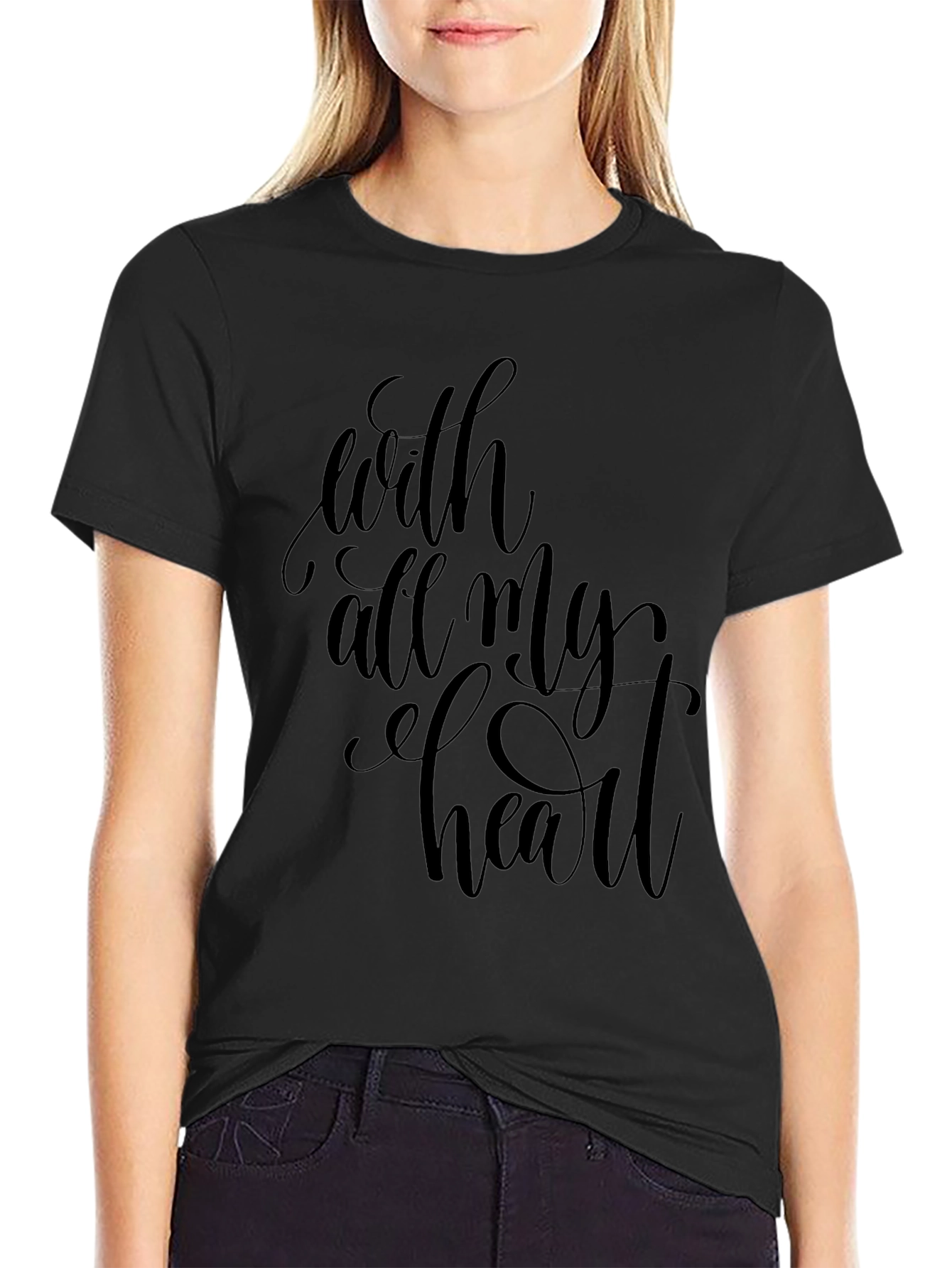With All My Heart Black Graphic Tee