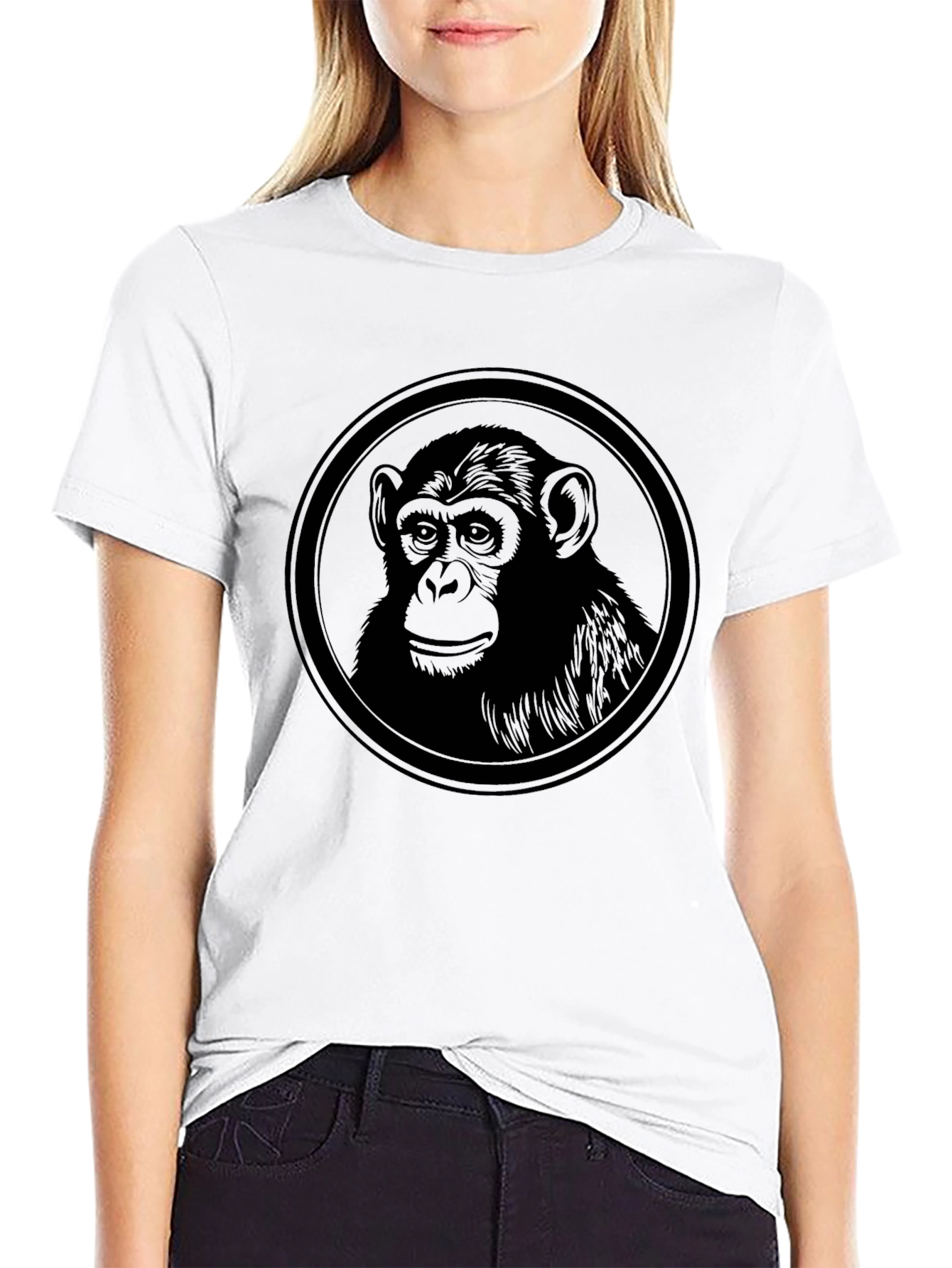 Chimpanzee Graphic Tee - Black Cotton T-Shirt