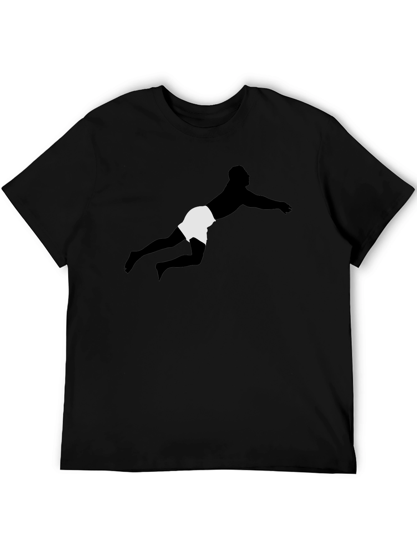 Diving Silhouette Black Tee - Sporty Graphic T-Shirt