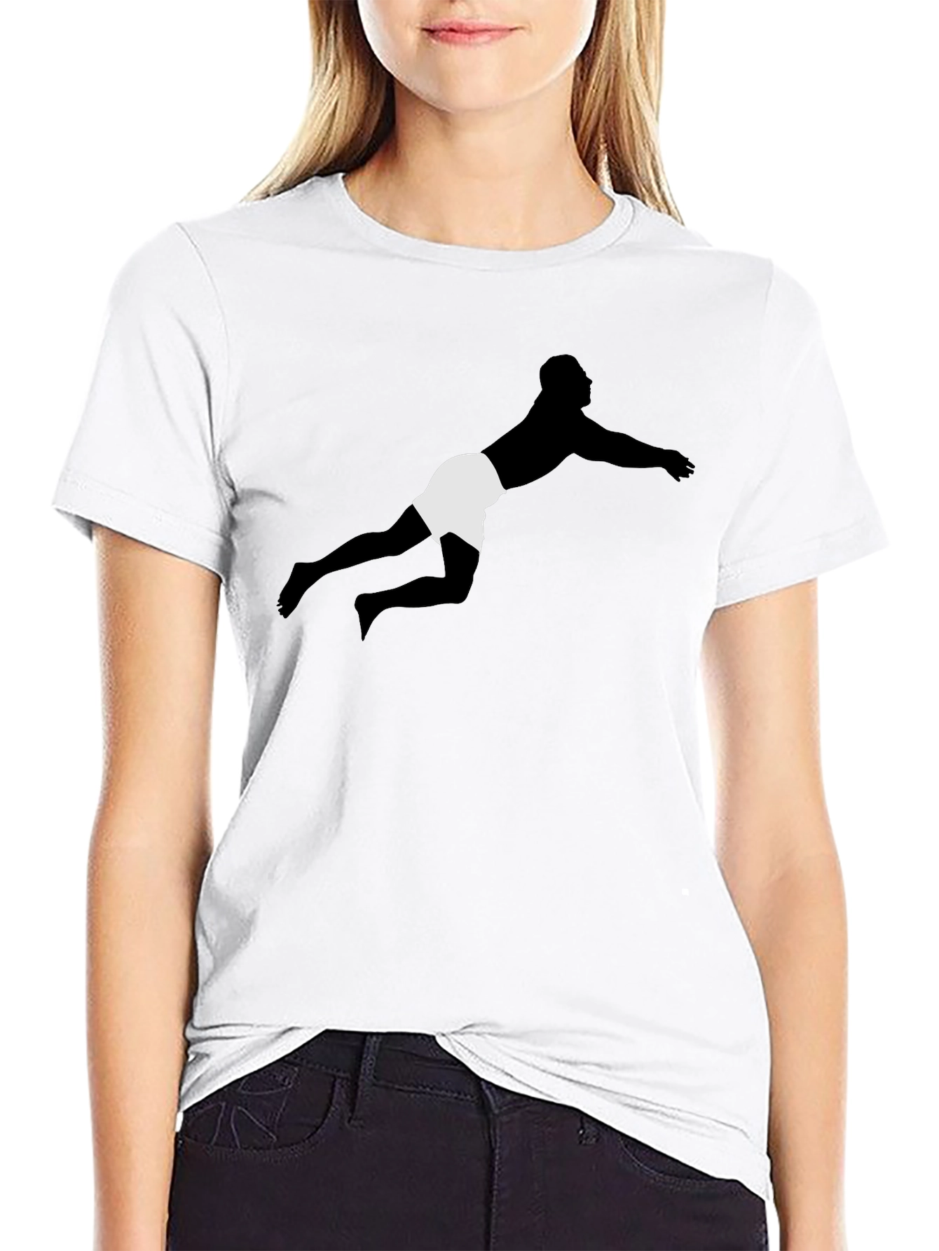 Diving Silhouette Black Tee - Sporty Graphic T-Shirt
