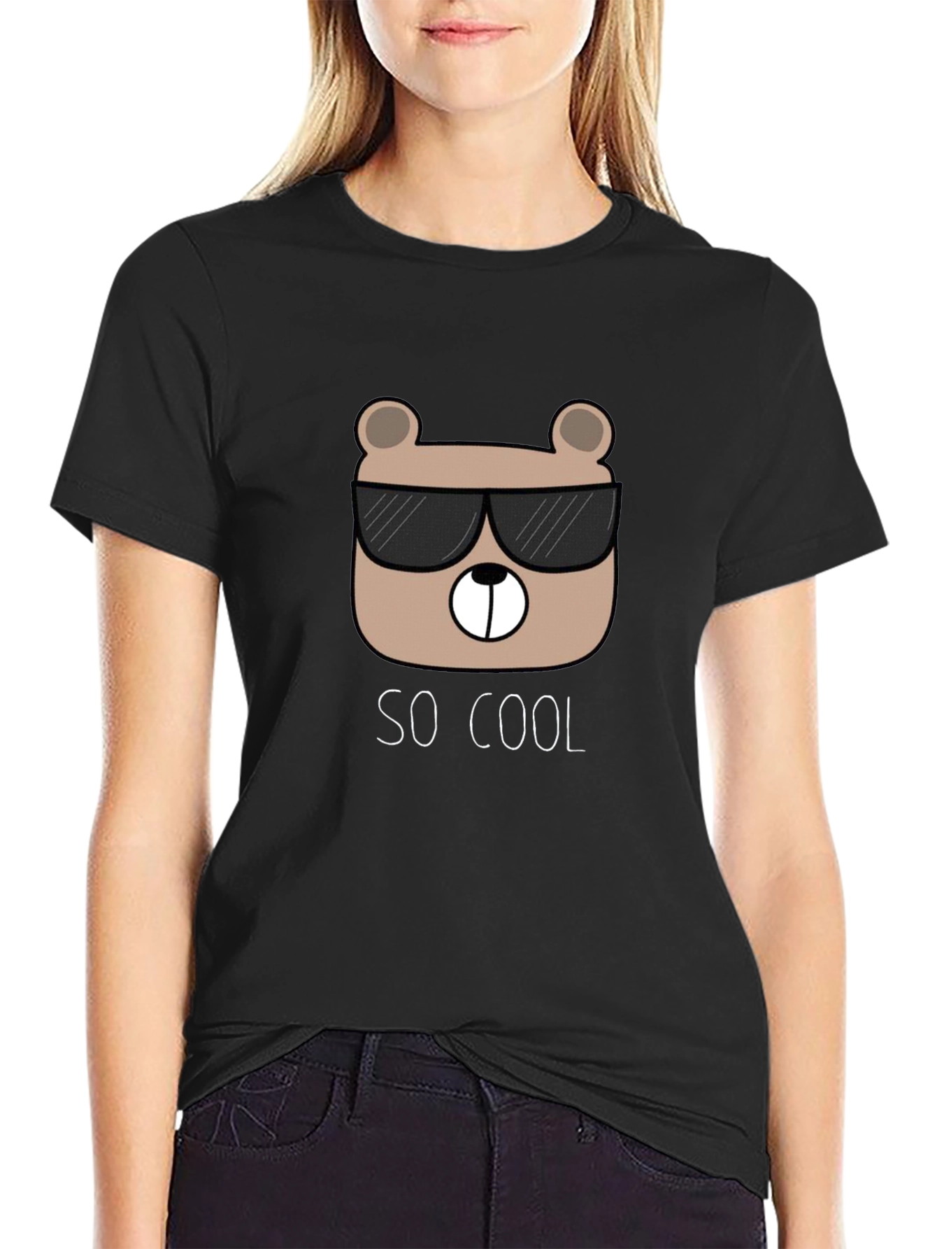 Cool Bear Graphic Tee - Trendy Black T-Shirt
