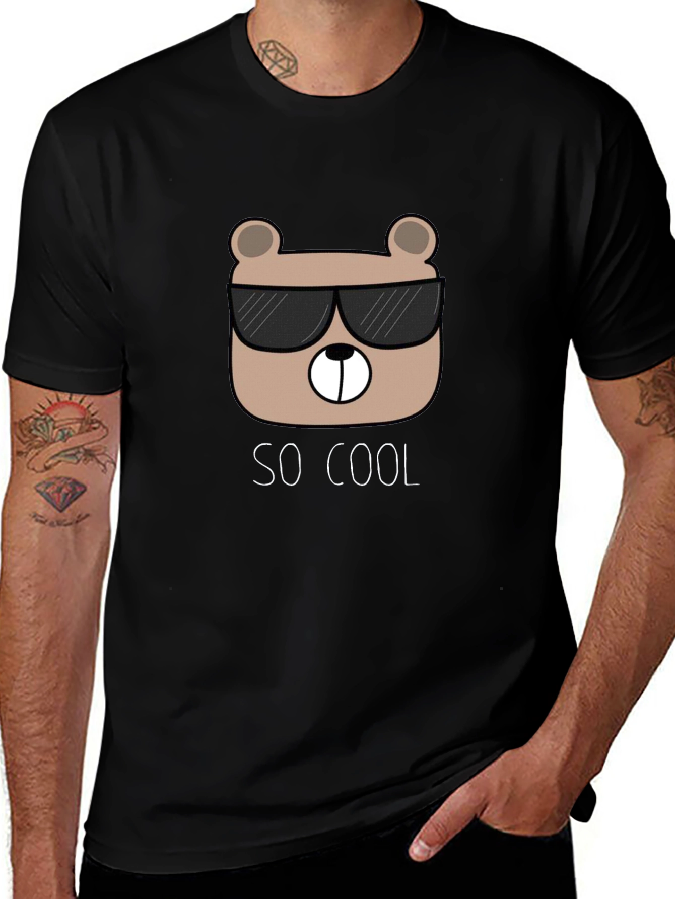 Cool Bear Graphic Tee - Trendy Black T-Shirt