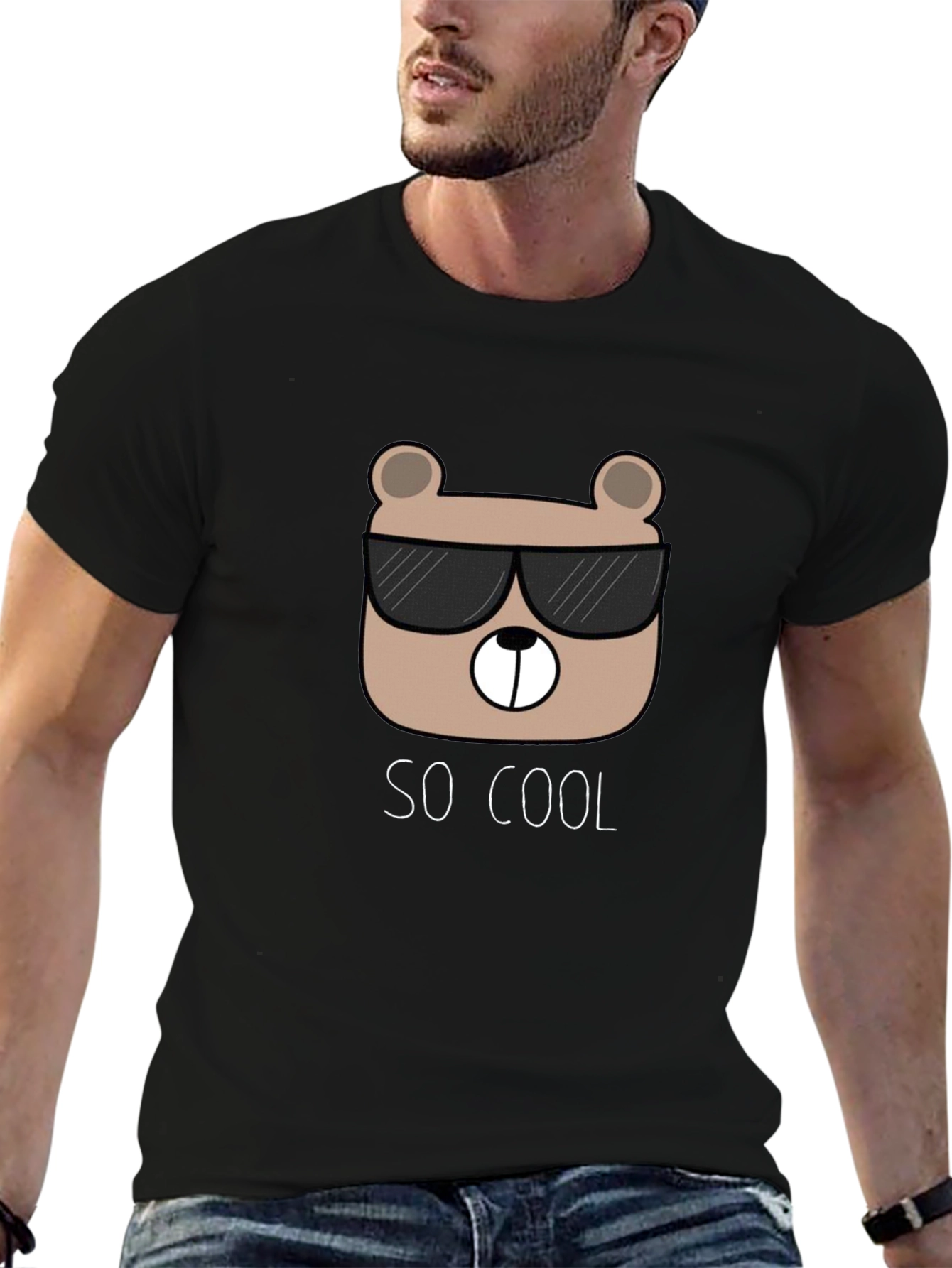 Cool Bear Graphic Tee - Trendy Black T-Shirt