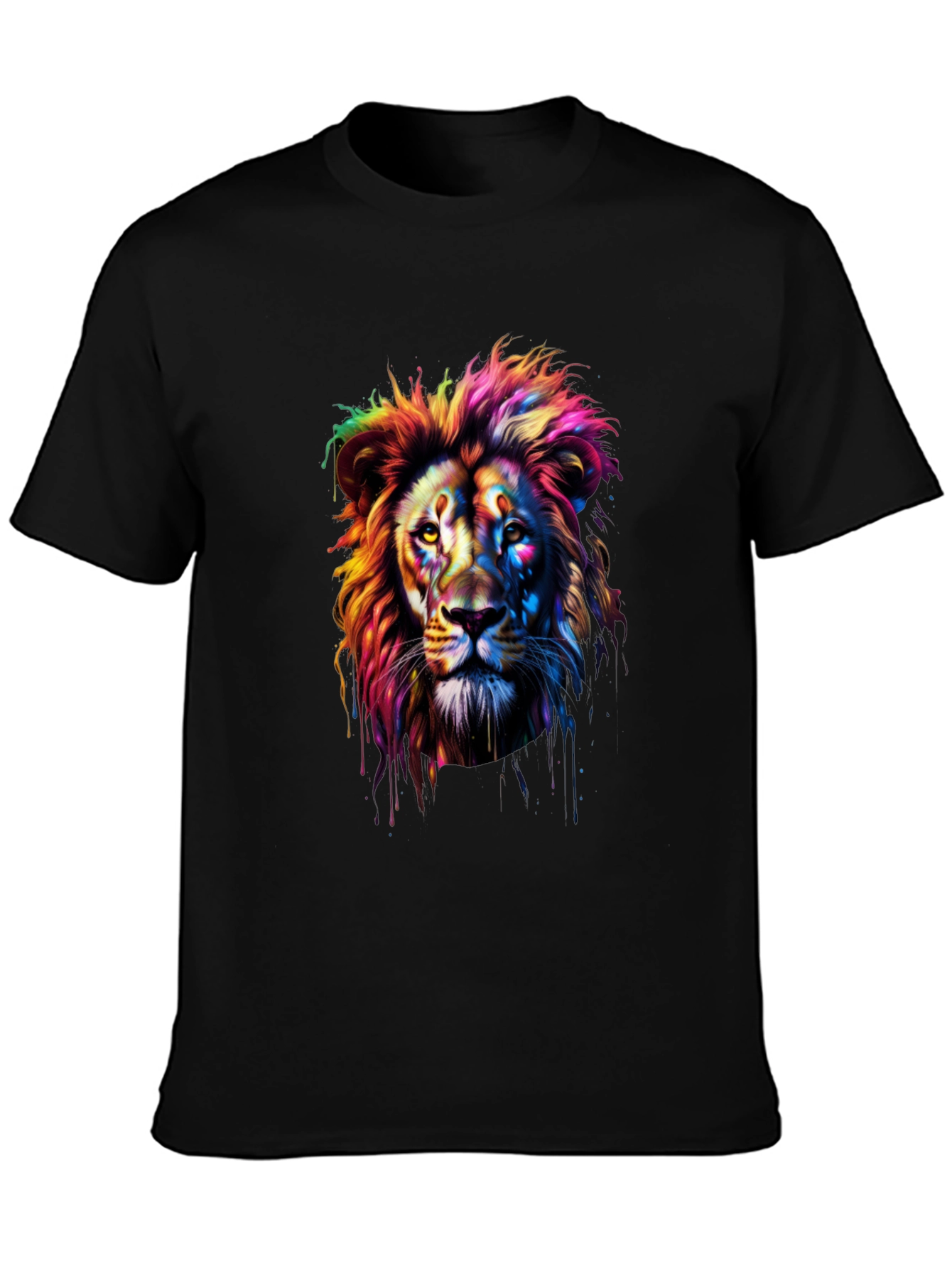 Rainbow Lion Graphic T-Shirt - Bold Artistic Design