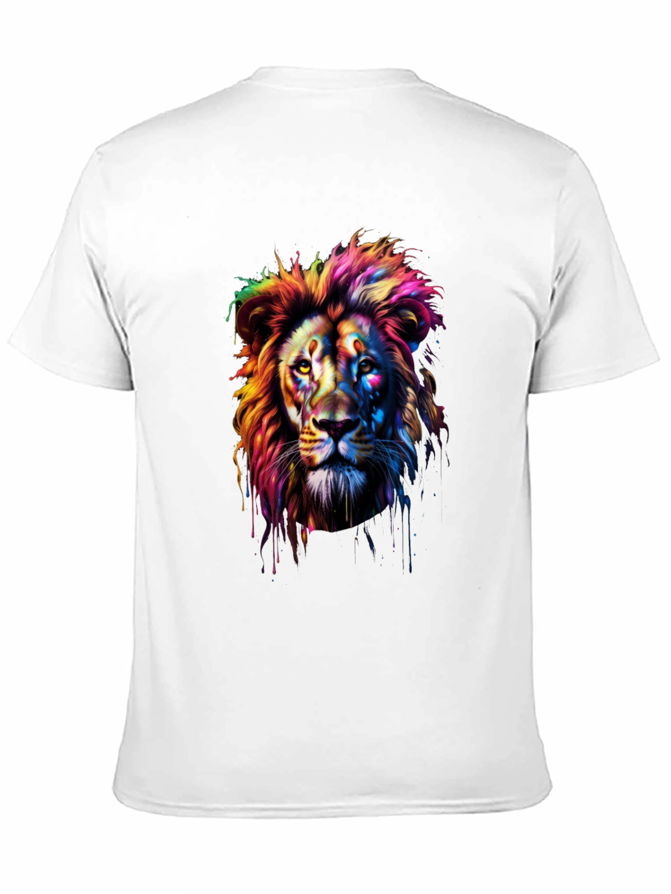 Rainbow Lion Graphic T-Shirt - Bold Artistic Design