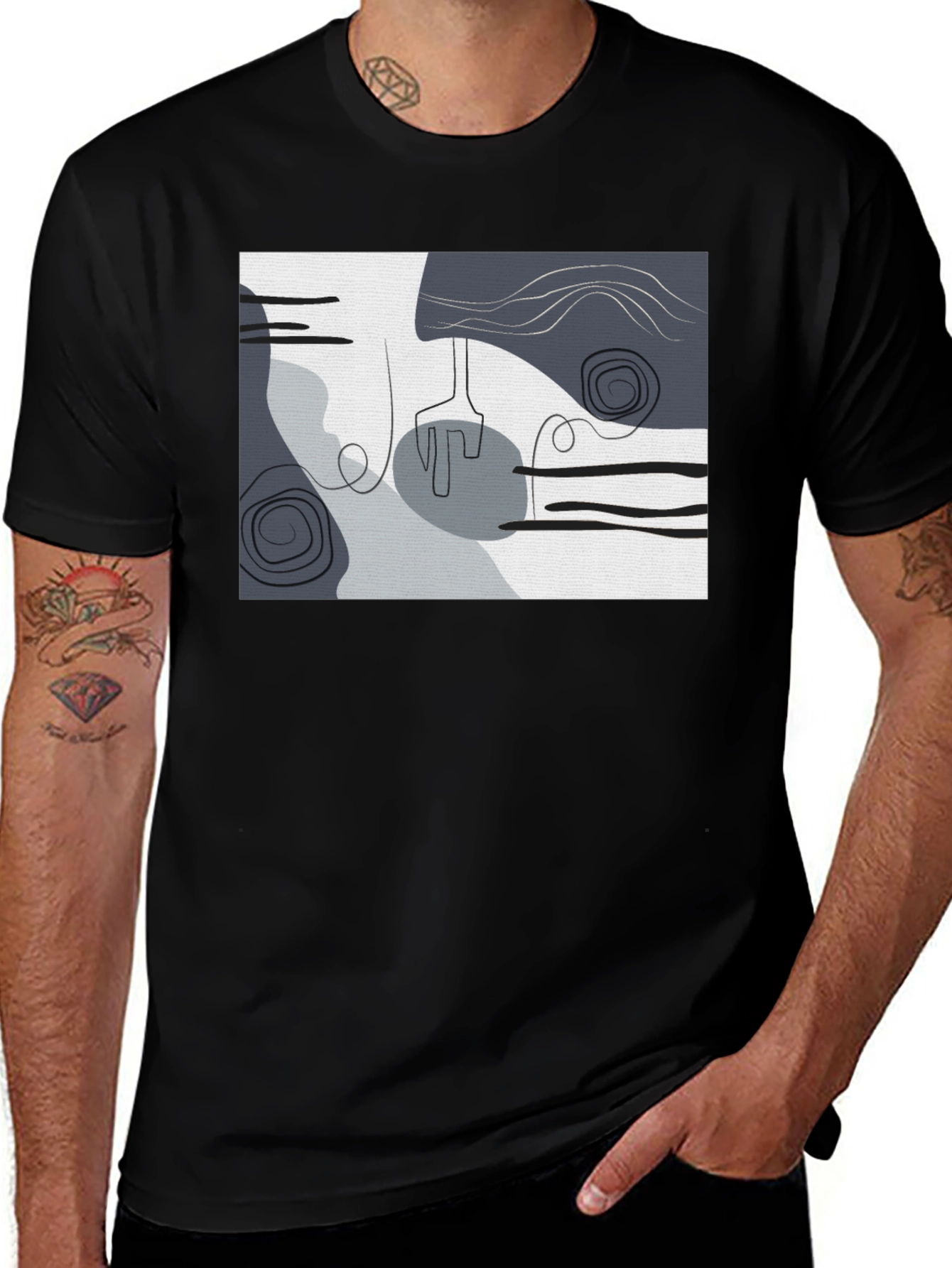 Abstract Art Graphic Black T-Shirt