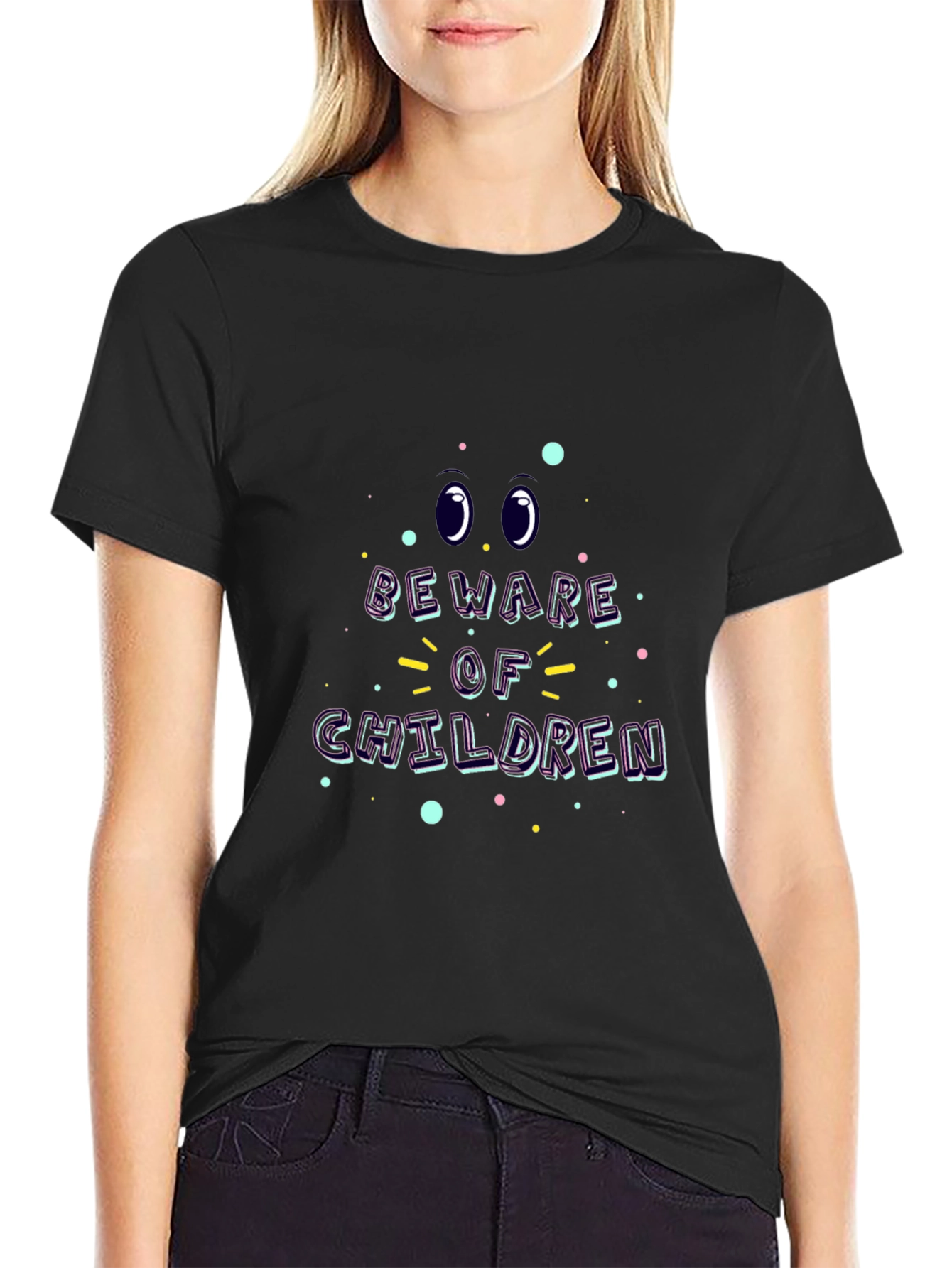 Beware of Children Graphic Tee - Black