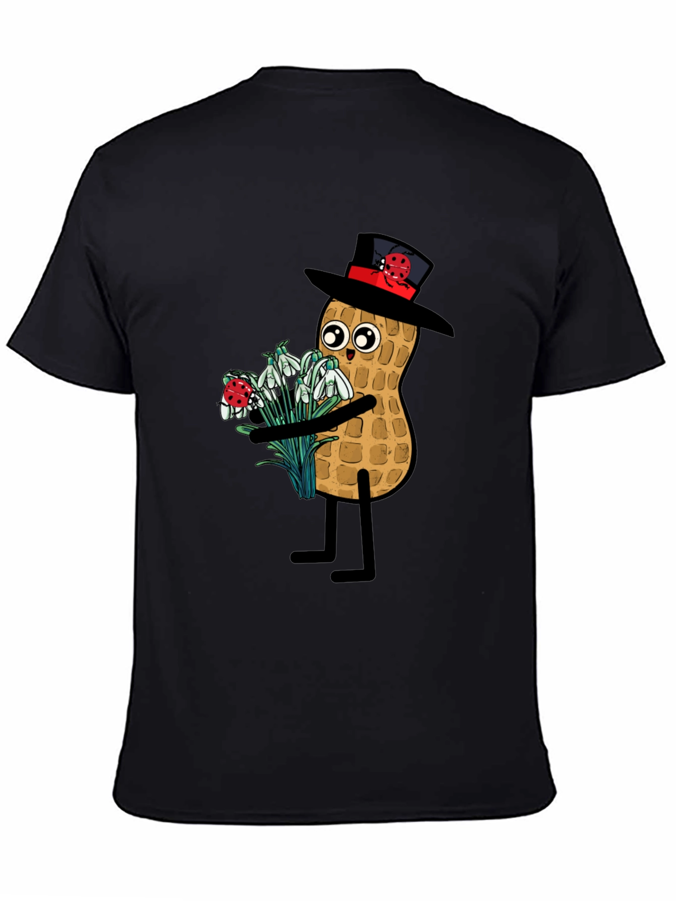 Funny Peanut with Flowers Graphic Tee