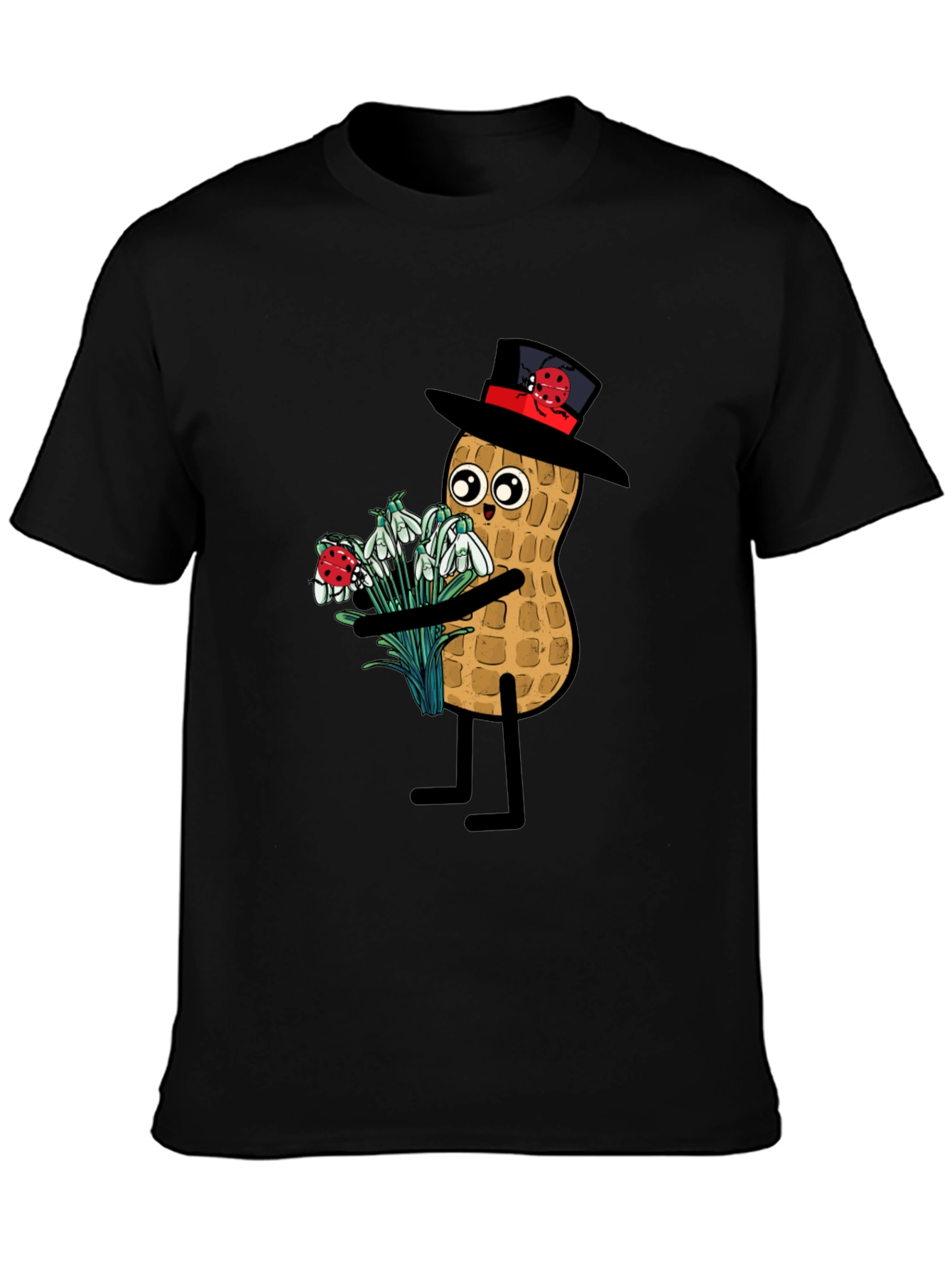 Funny Peanut with Flowers Graphic Tee