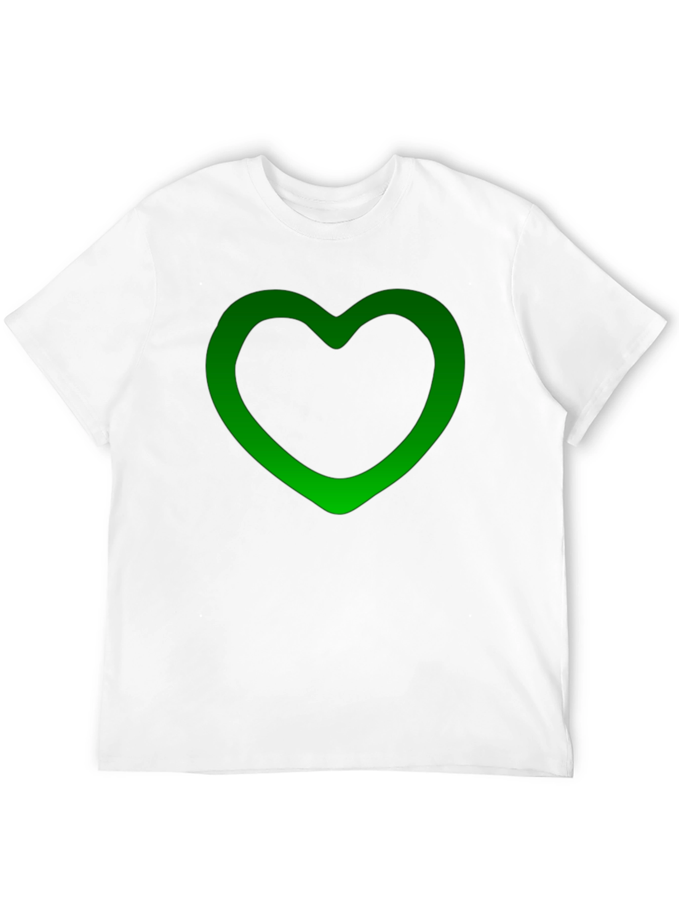 Green Heart Outline Black T-Shirt