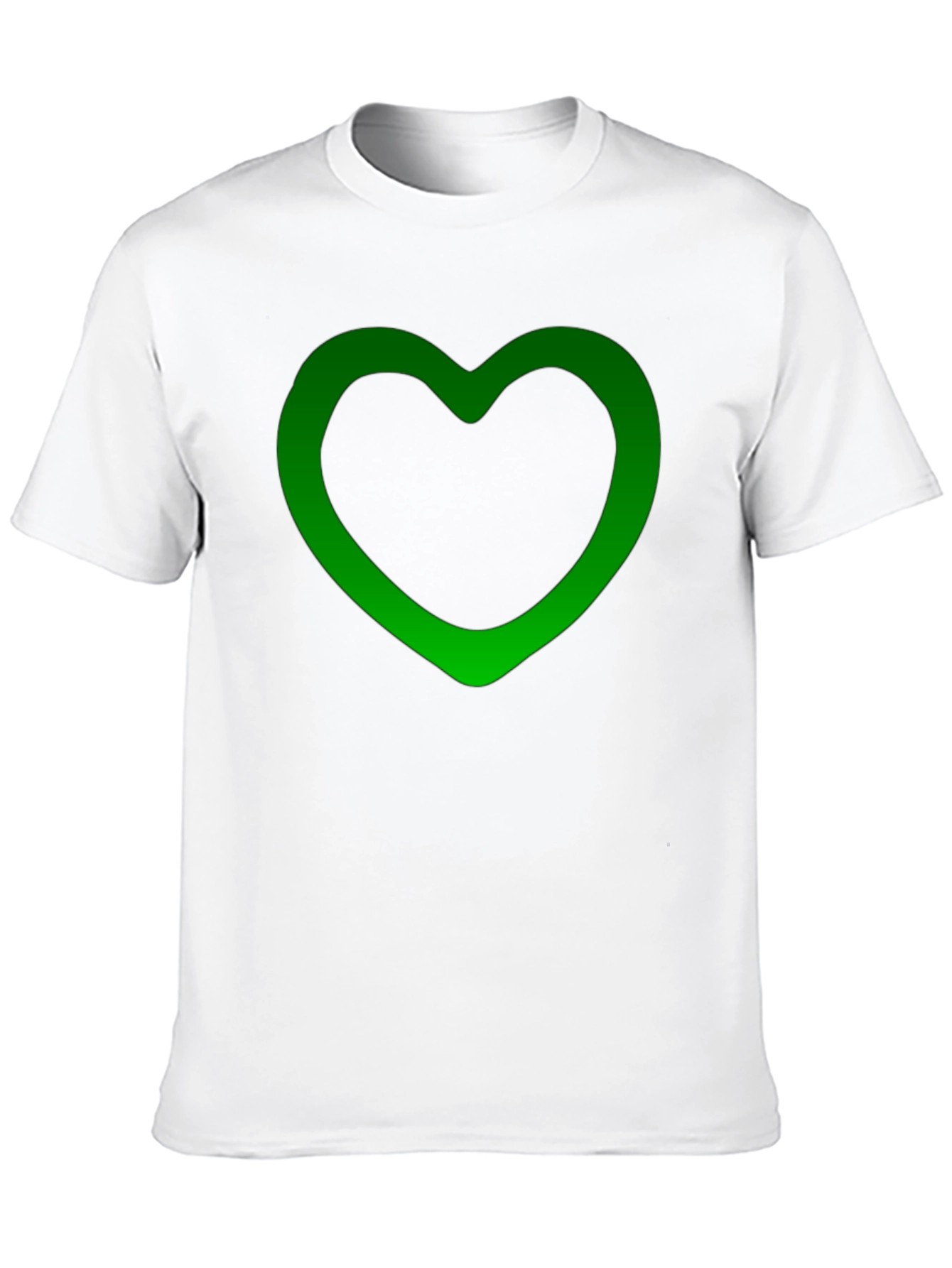 Green Heart Outline Black T-Shirt