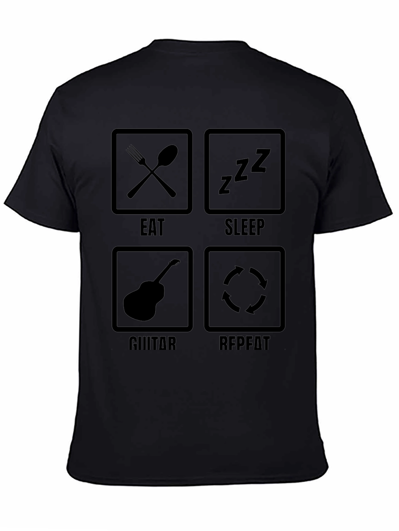 Eat Sleep Guitar Repeat Black T-Shirt