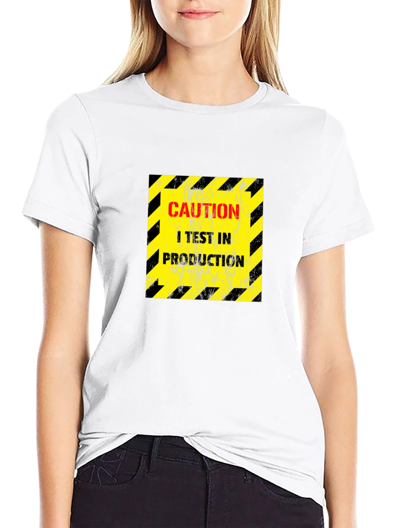 Caution I Test In Production Black T-Shirt