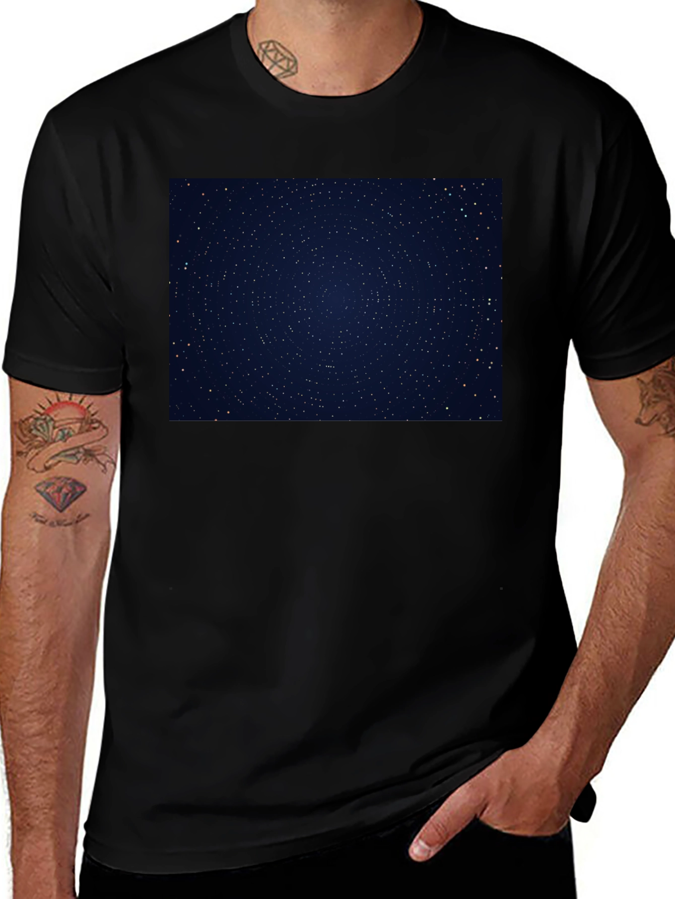 Starry Night Sky Graphic Black T-Shirt