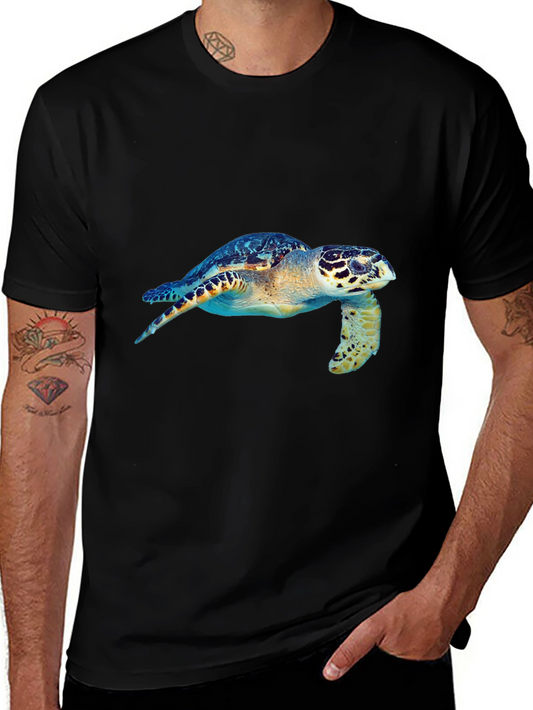Sea Turtle Graphic Tee - Black Cotton Blend