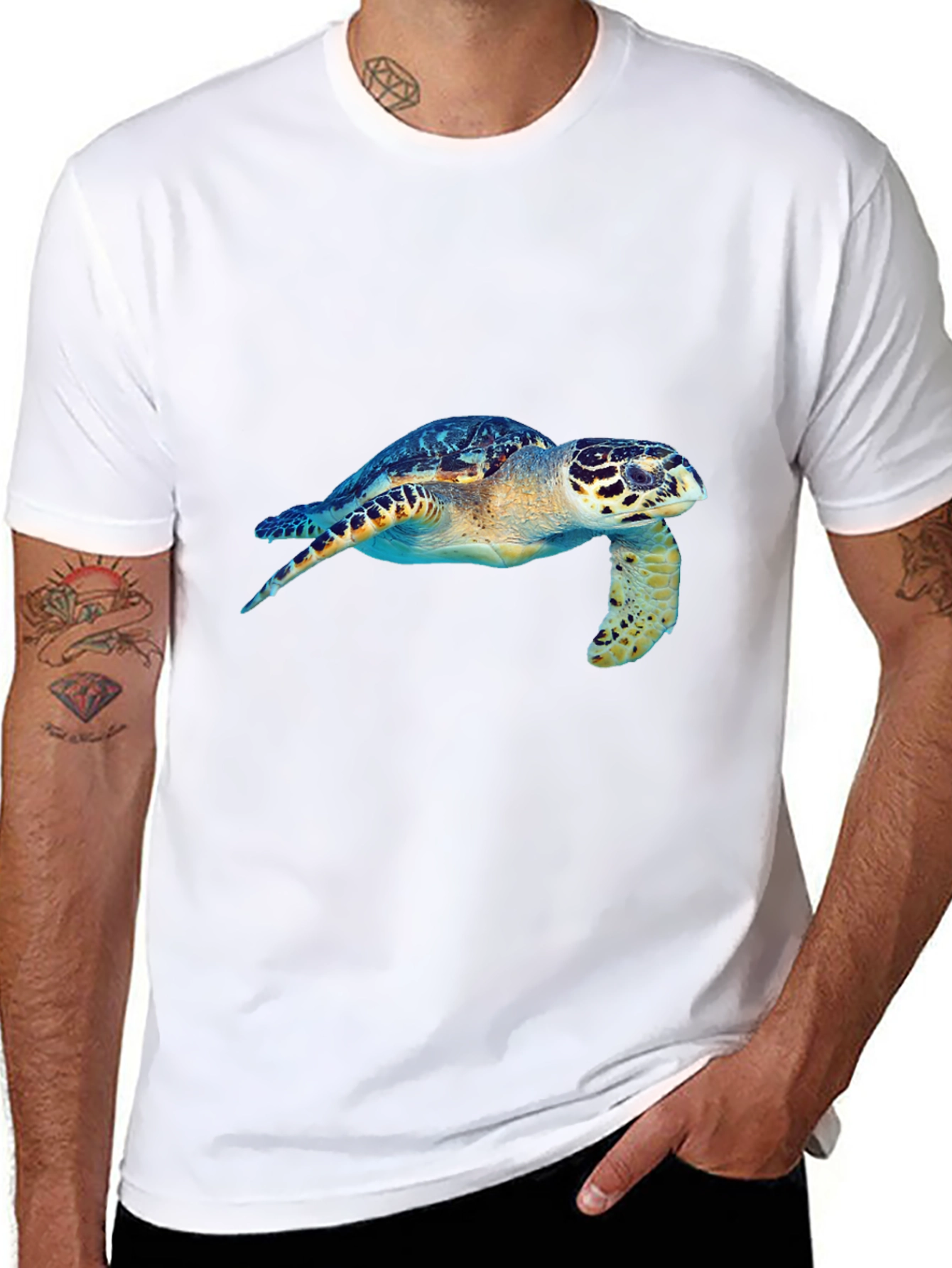Sea Turtle Graphic Tee - Black Cotton Blend