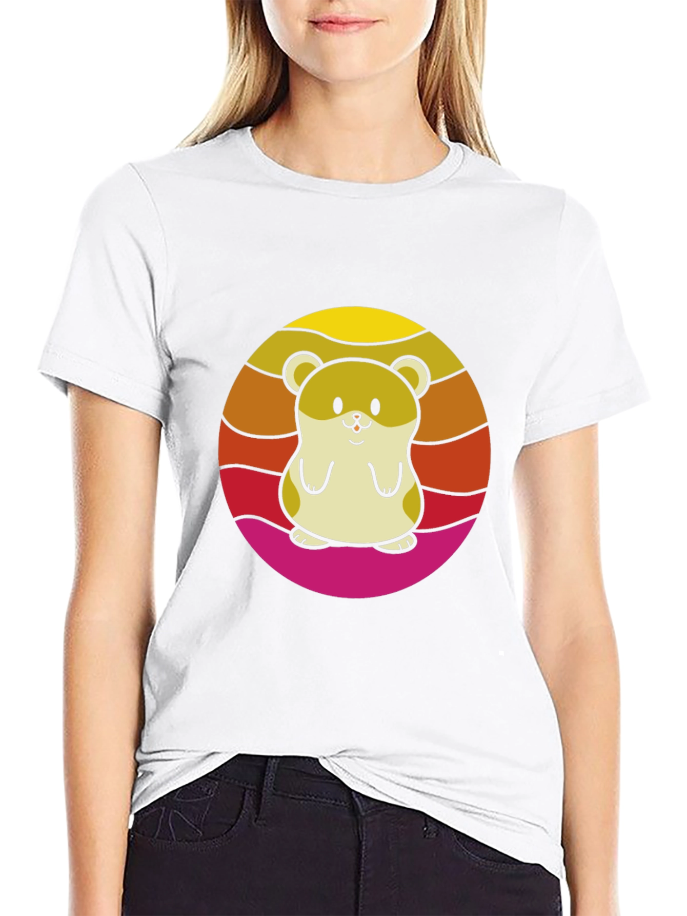 Cute Hamster Sunset Graphic T-Shirt