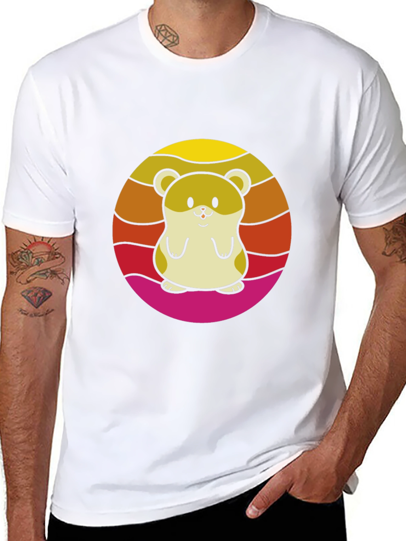 Cute Hamster Sunset Graphic T-Shirt