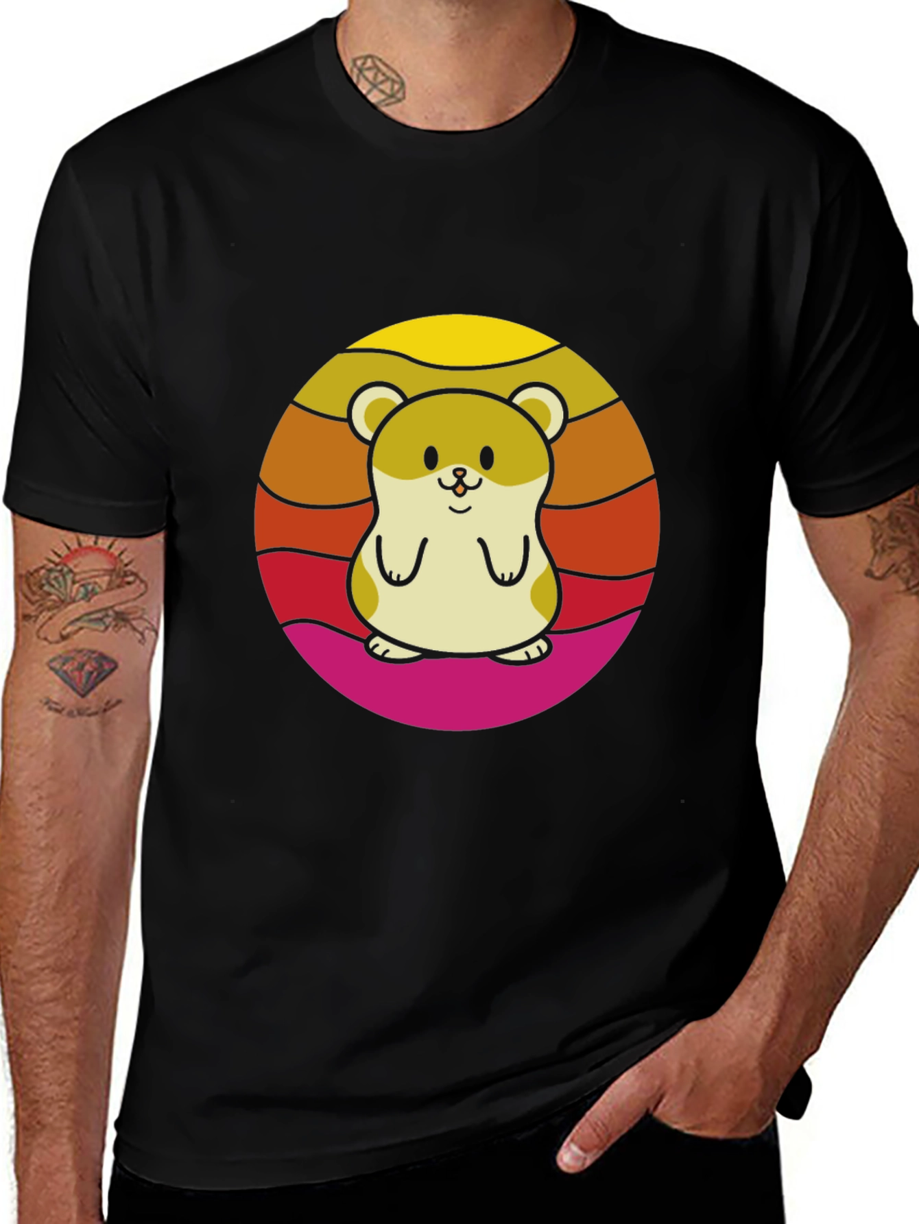 Cute Hamster Sunset Graphic T-Shirt