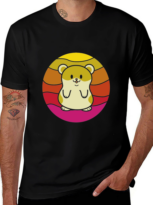 Cute Hamster Sunset Graphic T-Shirt
