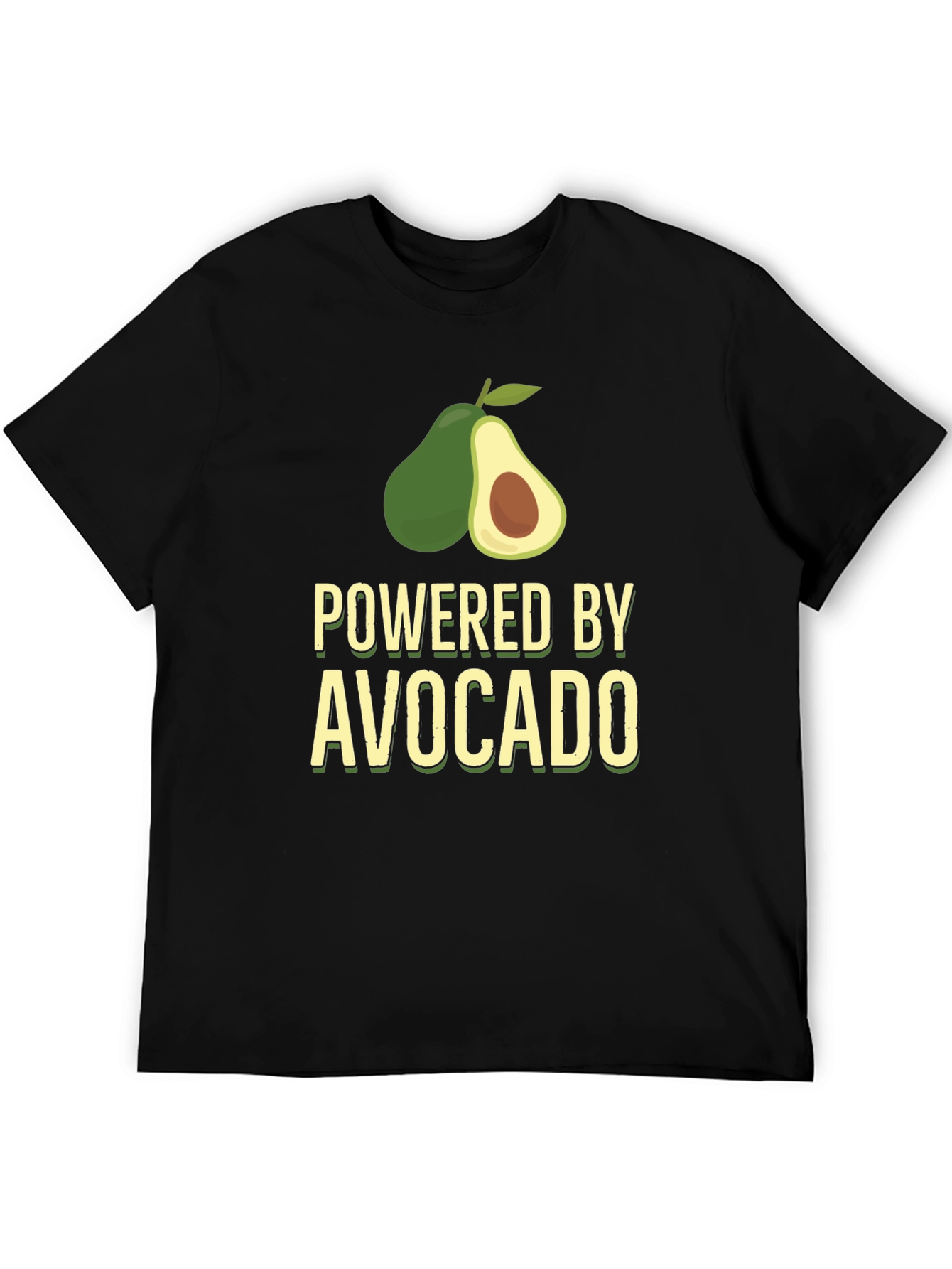 Powered By Avocado T-Shirt - Black Funny Tee