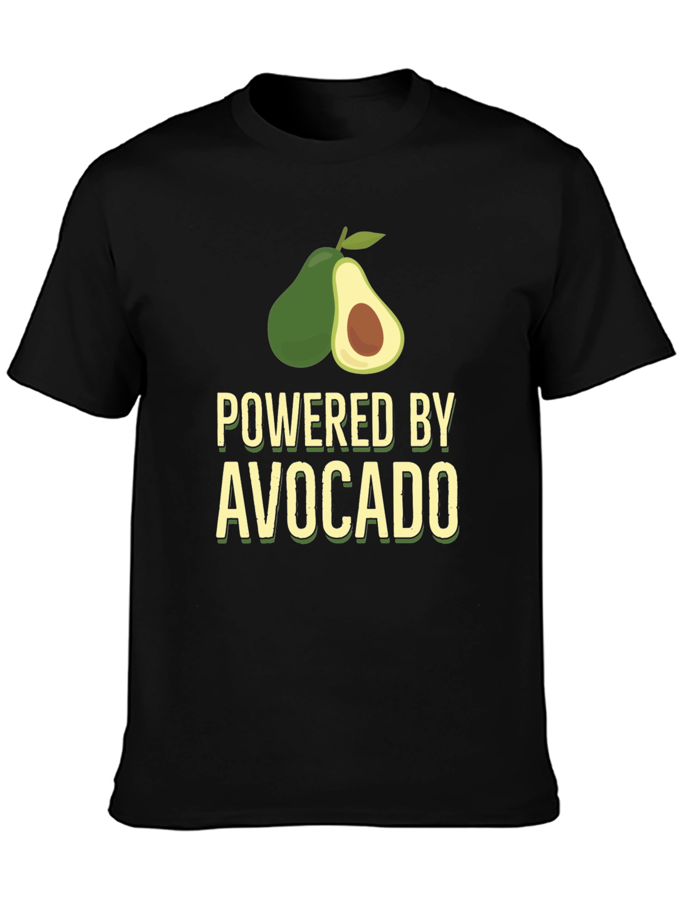 Powered By Avocado T-Shirt - Black Funny Tee