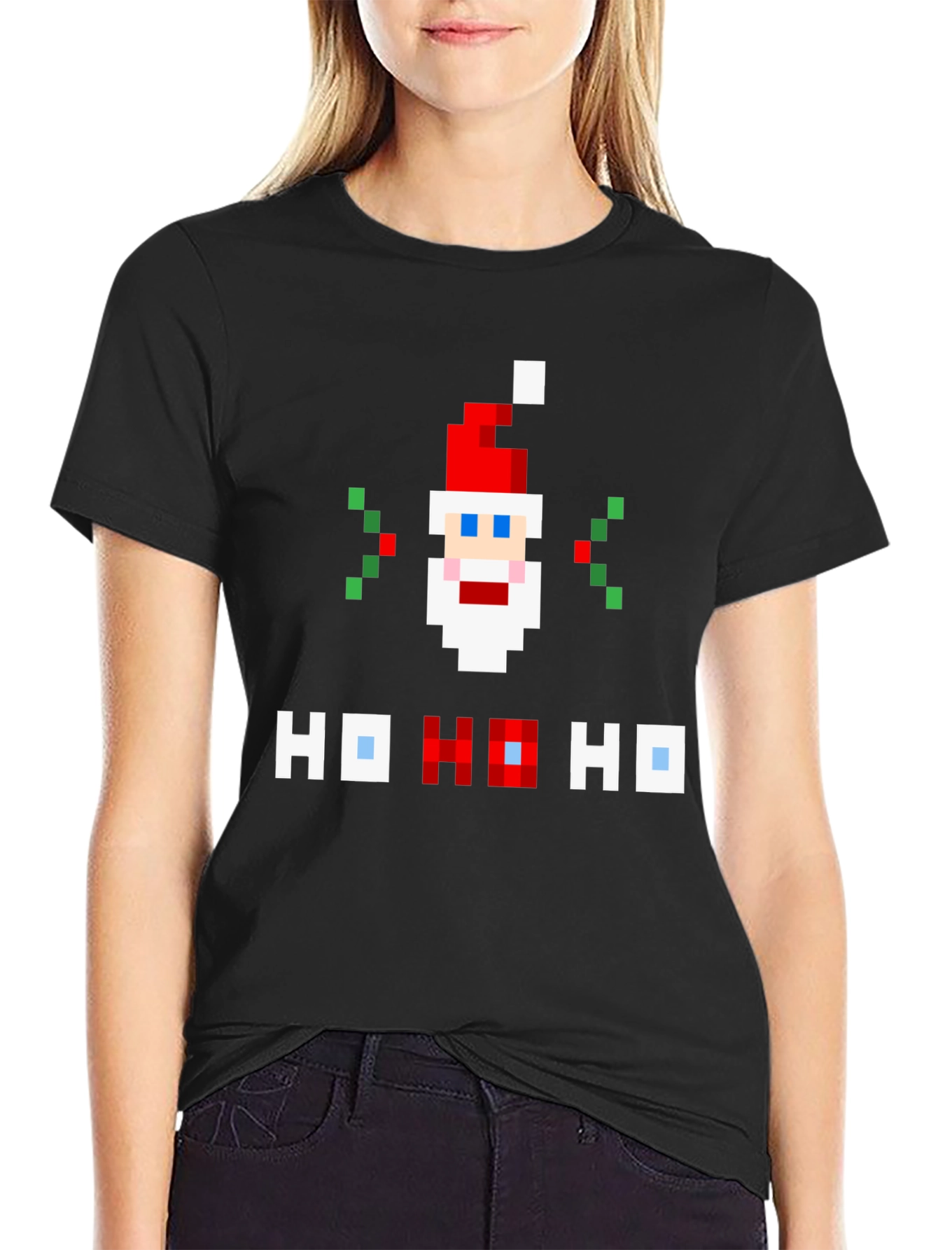 Pixel Santa Ho Ho Ho Graphic Tee