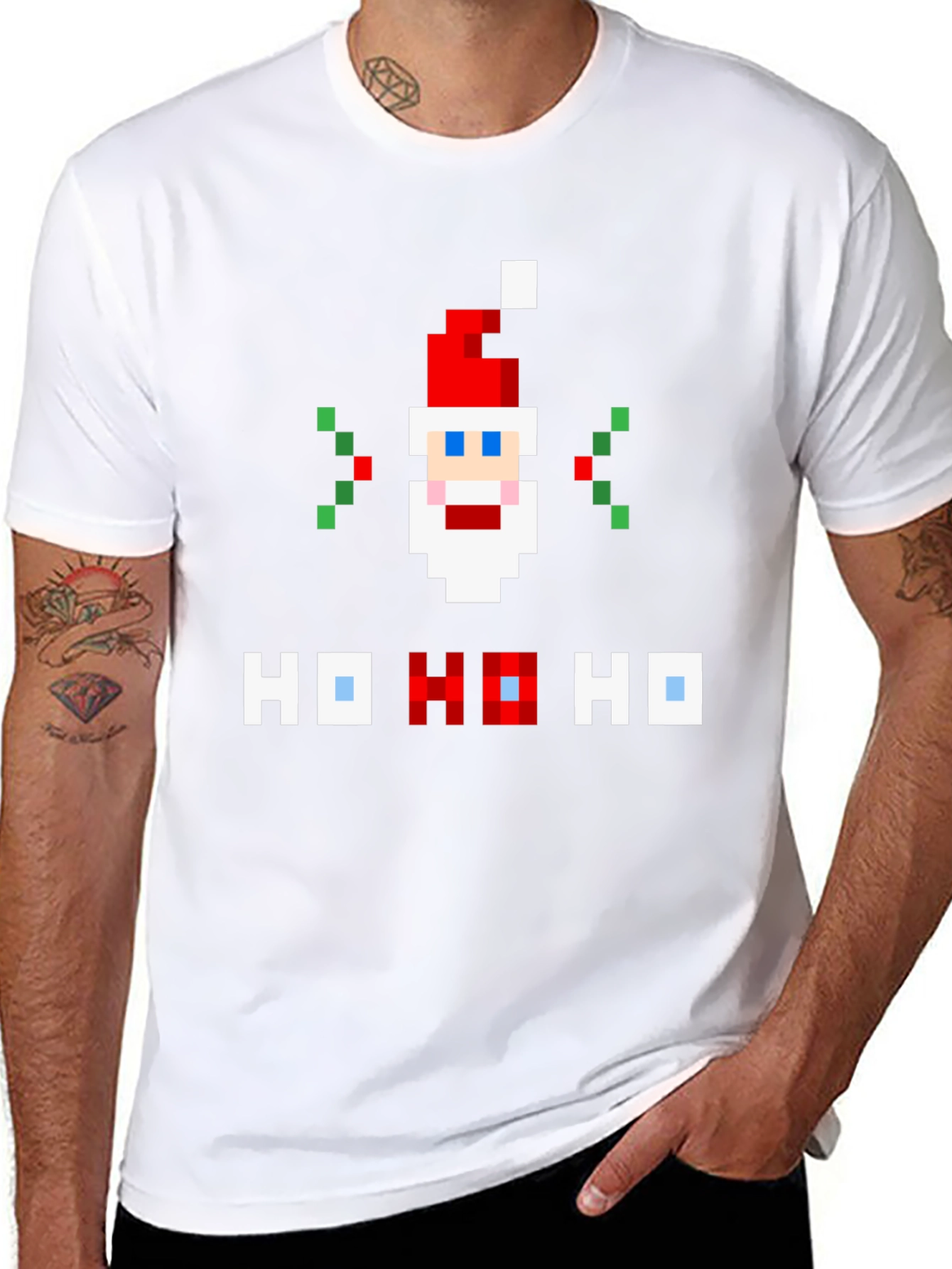 Pixel Santa Ho Ho Ho Graphic Tee