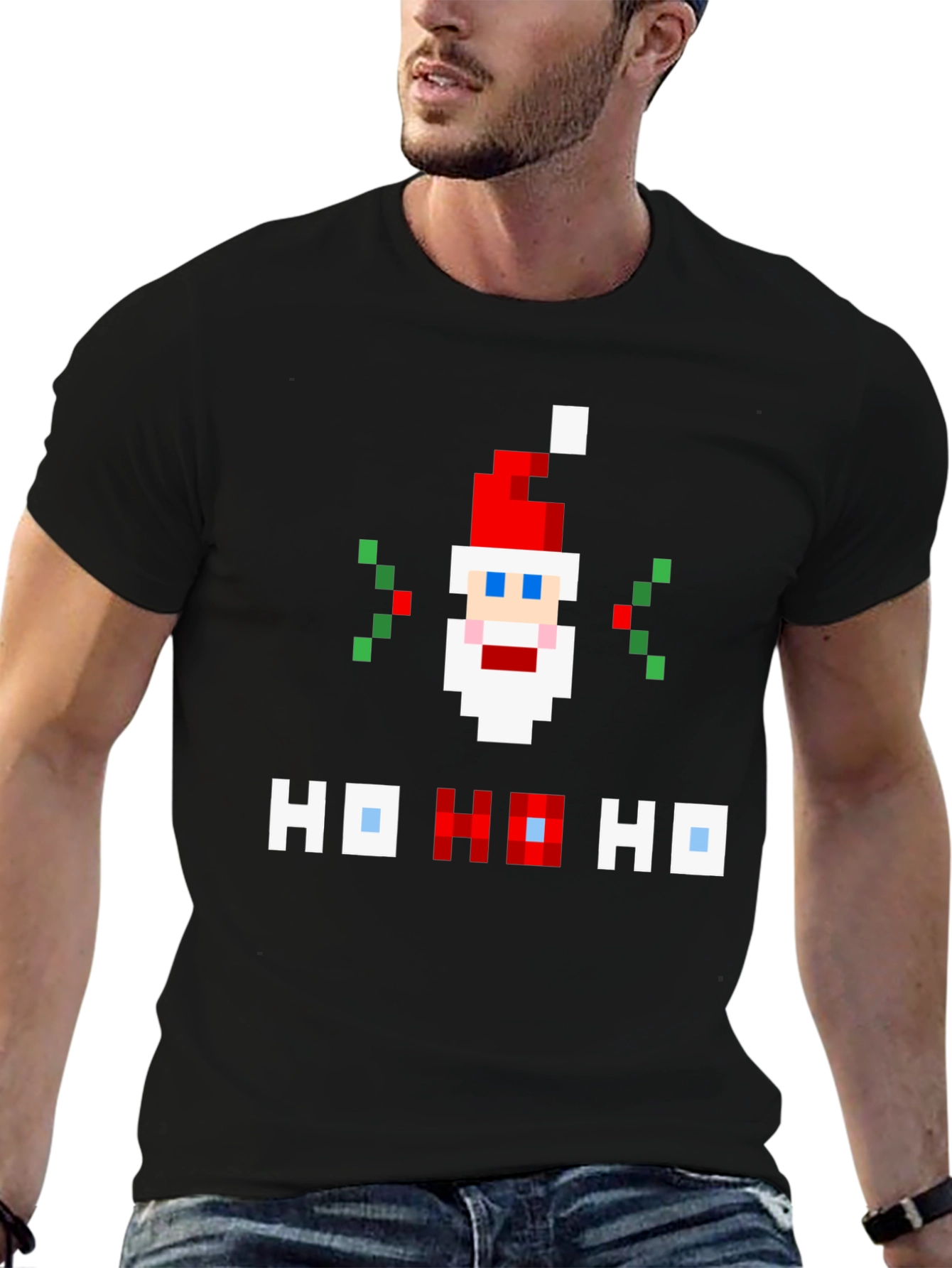 Pixel Santa Ho Ho Ho Graphic Tee