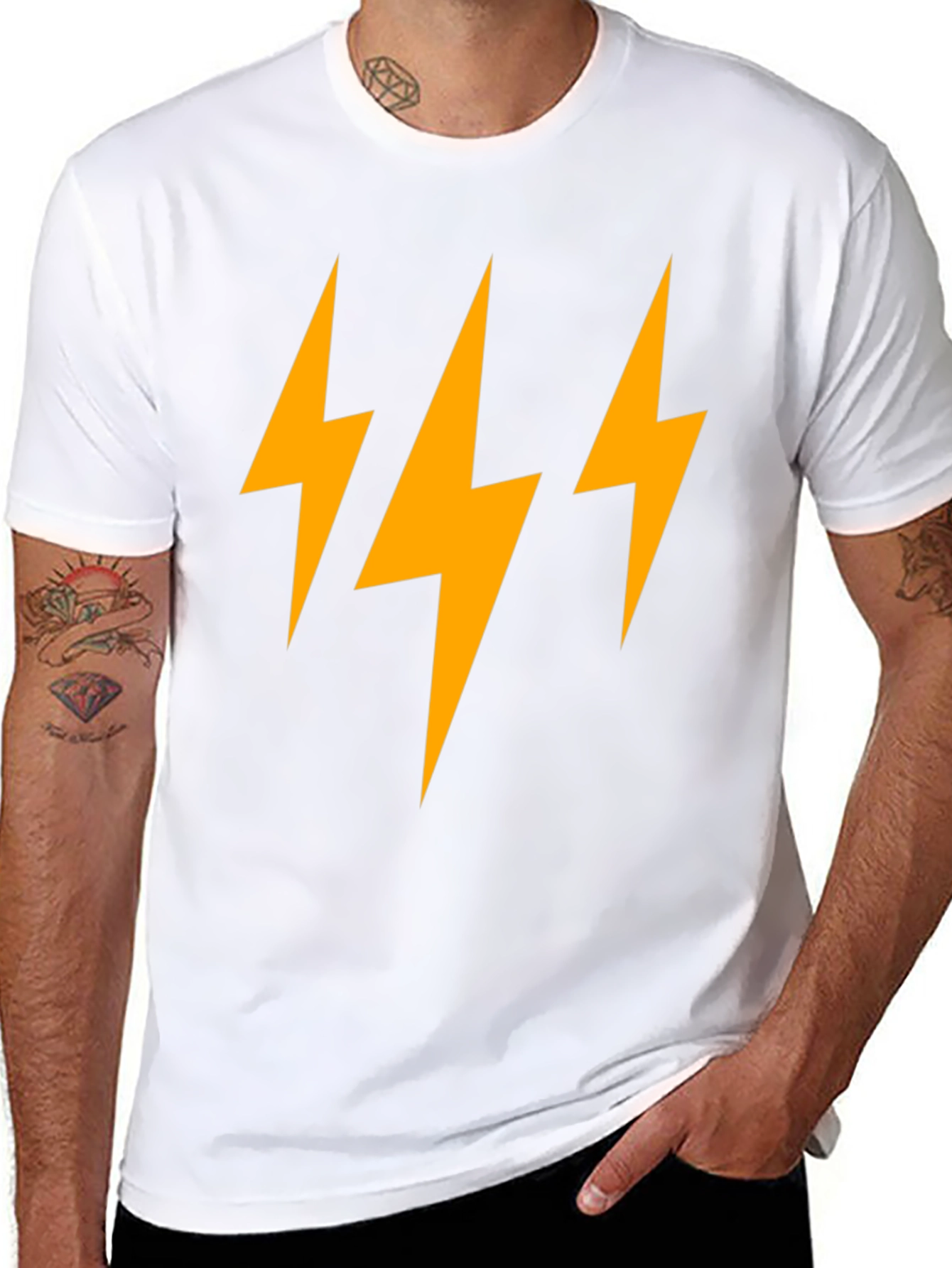 Triple Lightning Bolt Graphic Tee - Black