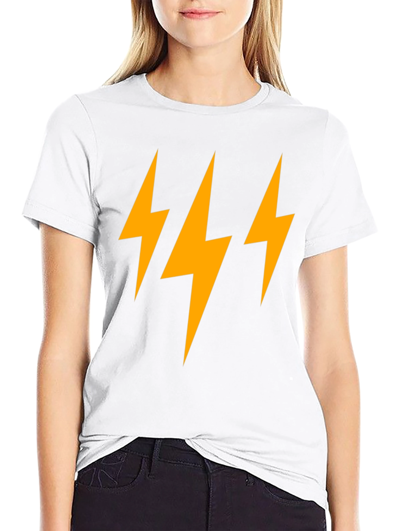 Triple Lightning Bolt Graphic Tee - Black