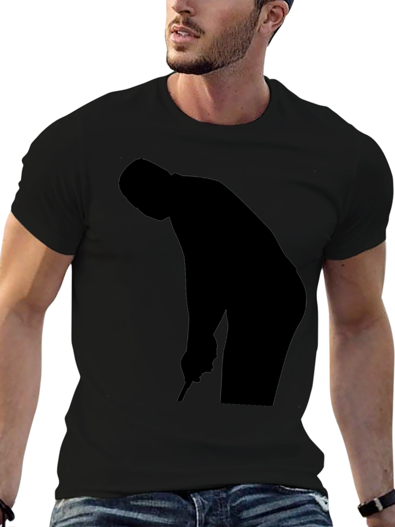Golf Player Silhouette Black T-Shirt