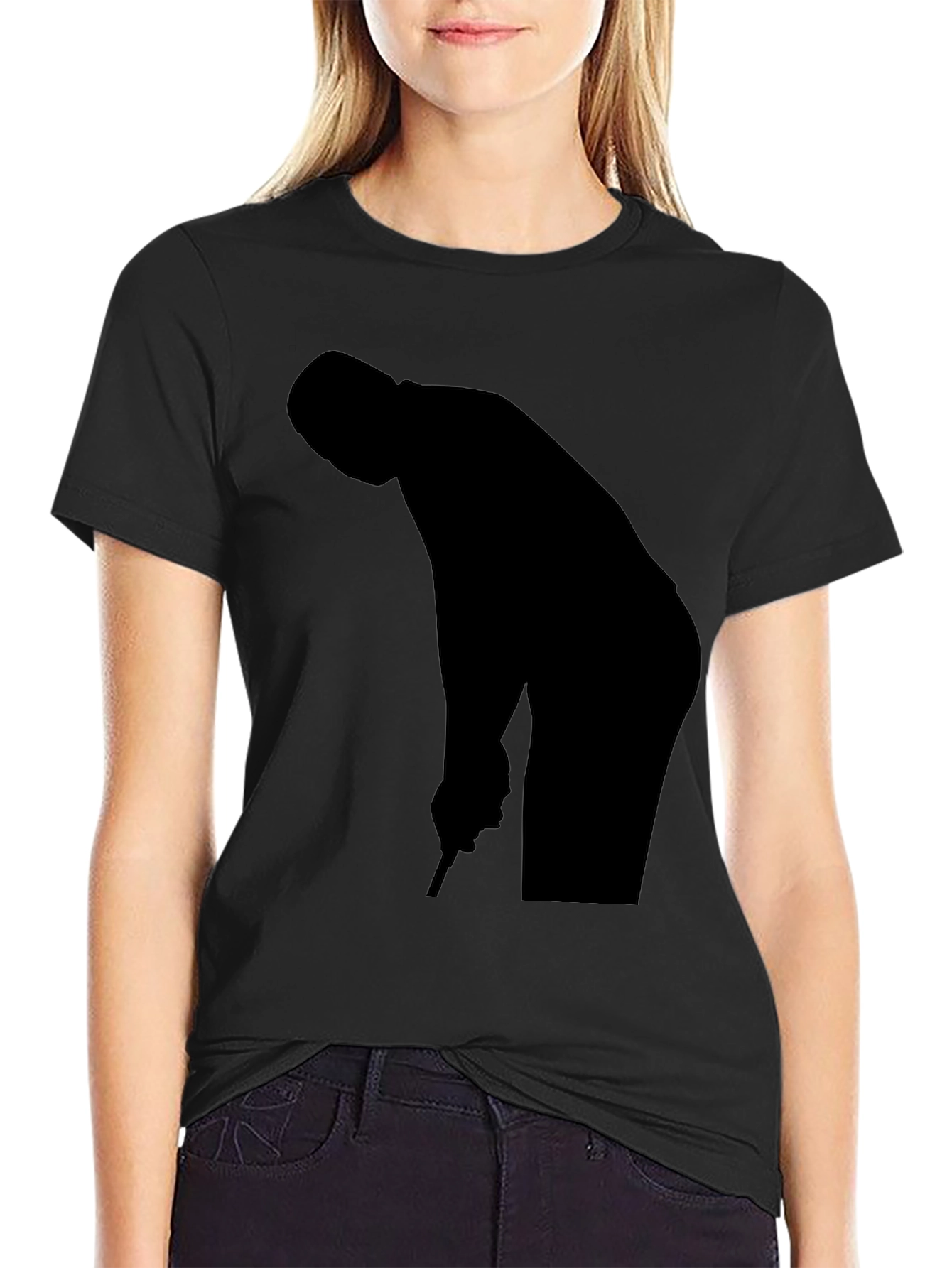 Golf Player Silhouette Black T-Shirt